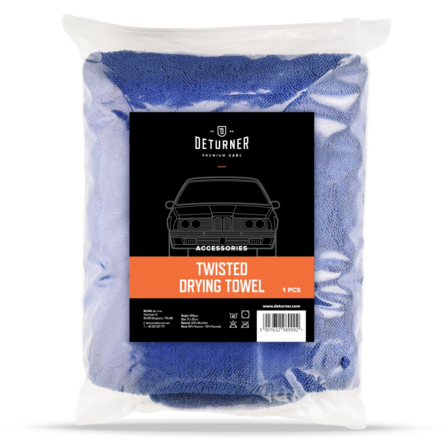 Twisted microfibre drying towel from Deturner for streak-free paint drying without water spots