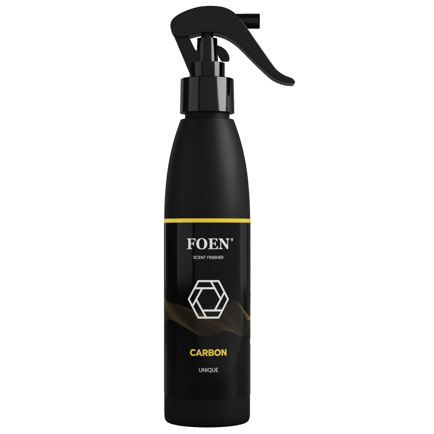 Foen Carbon Car Air Freshener 185ml bottle with bergamot, vanilla and sandalwood fragrance profile