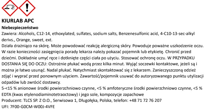 KiurLab APC - Uniwersalny środek do mycia różnych powierzchni 20L