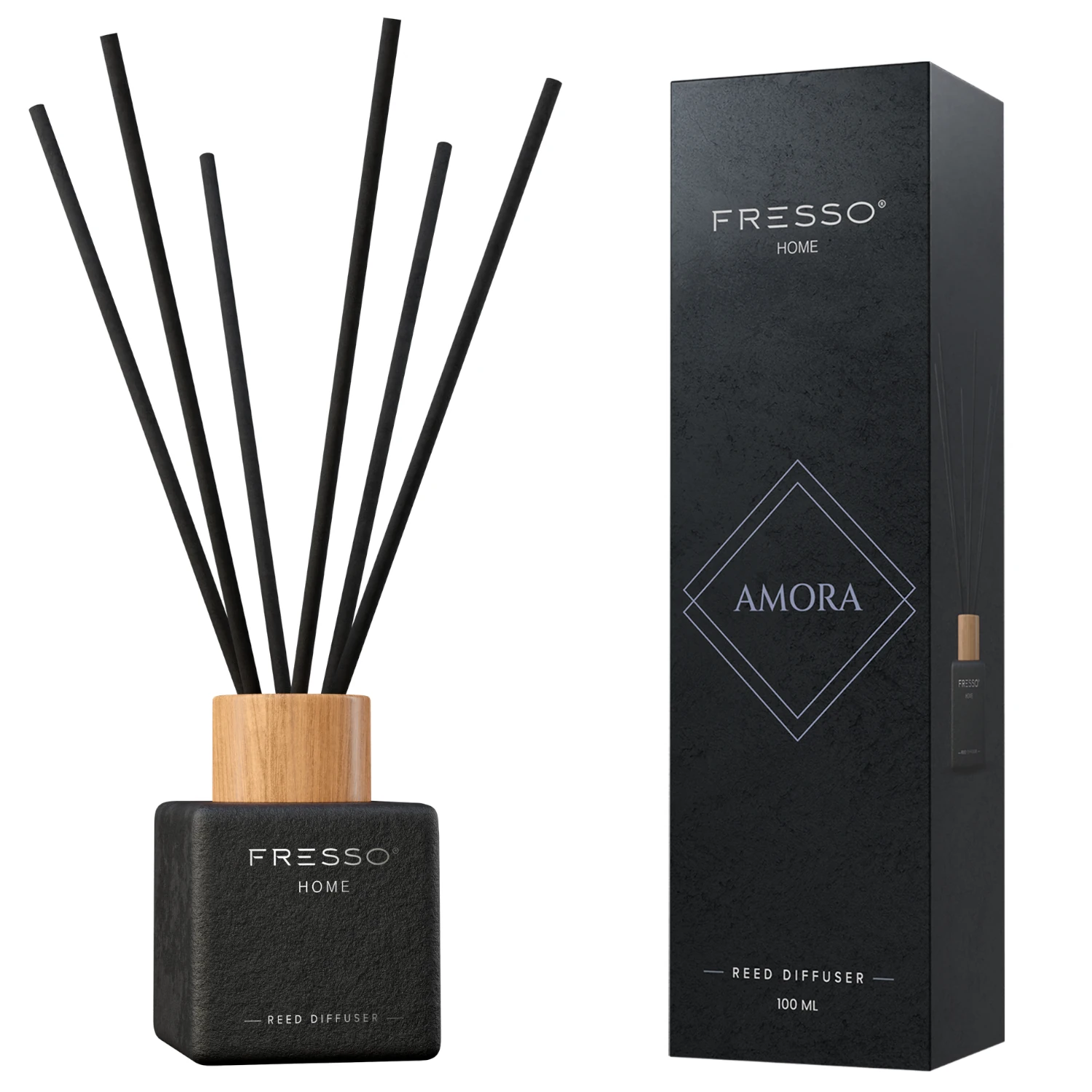 Fresso Reed Diffuser 100ml fragrance diffuser with orange blossom, vanilla, iris and tonka for vehicles