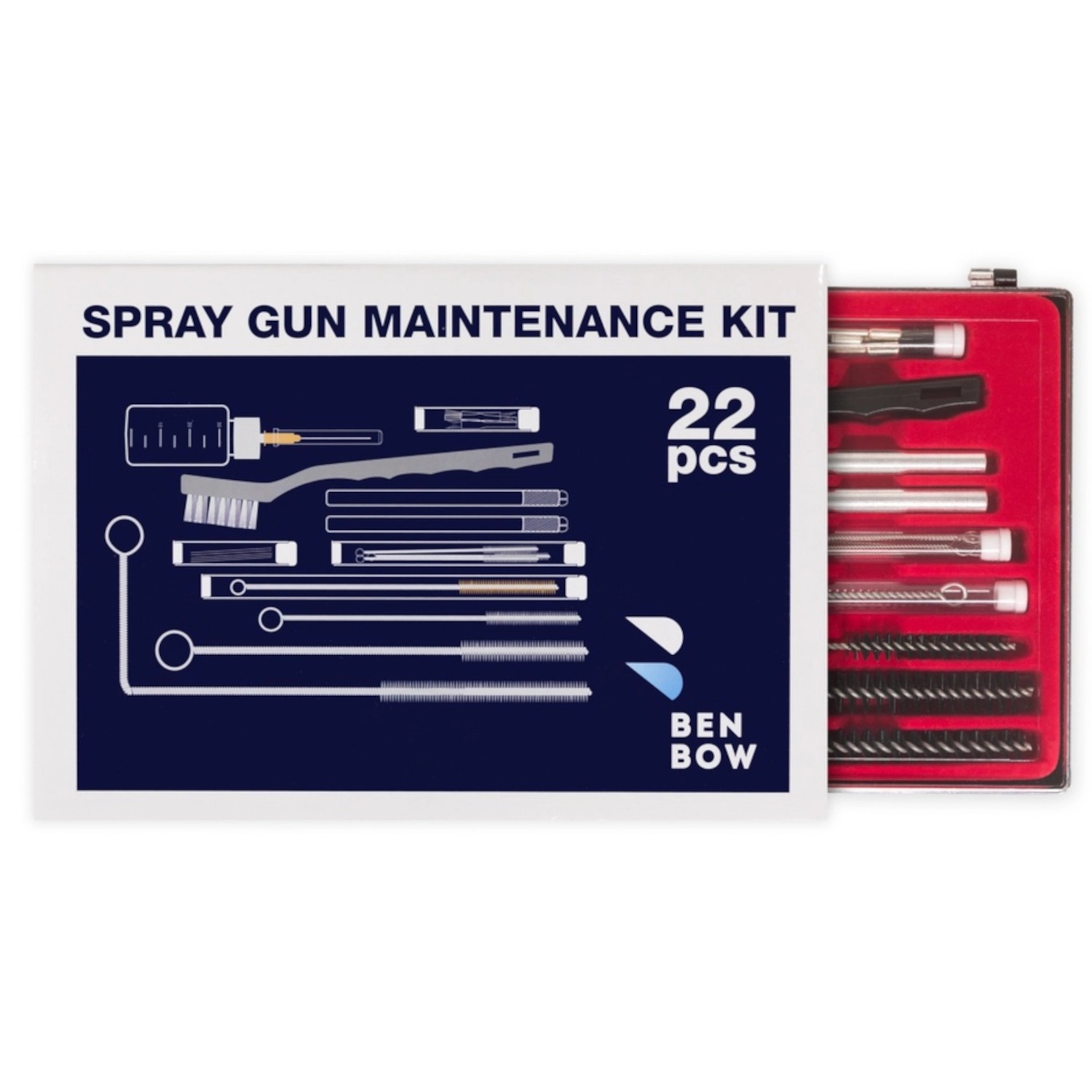 BenBow PRO 601 Spray Gun Cleaning Kit with 22 pieces, brushes and needles for spray gun maintenance