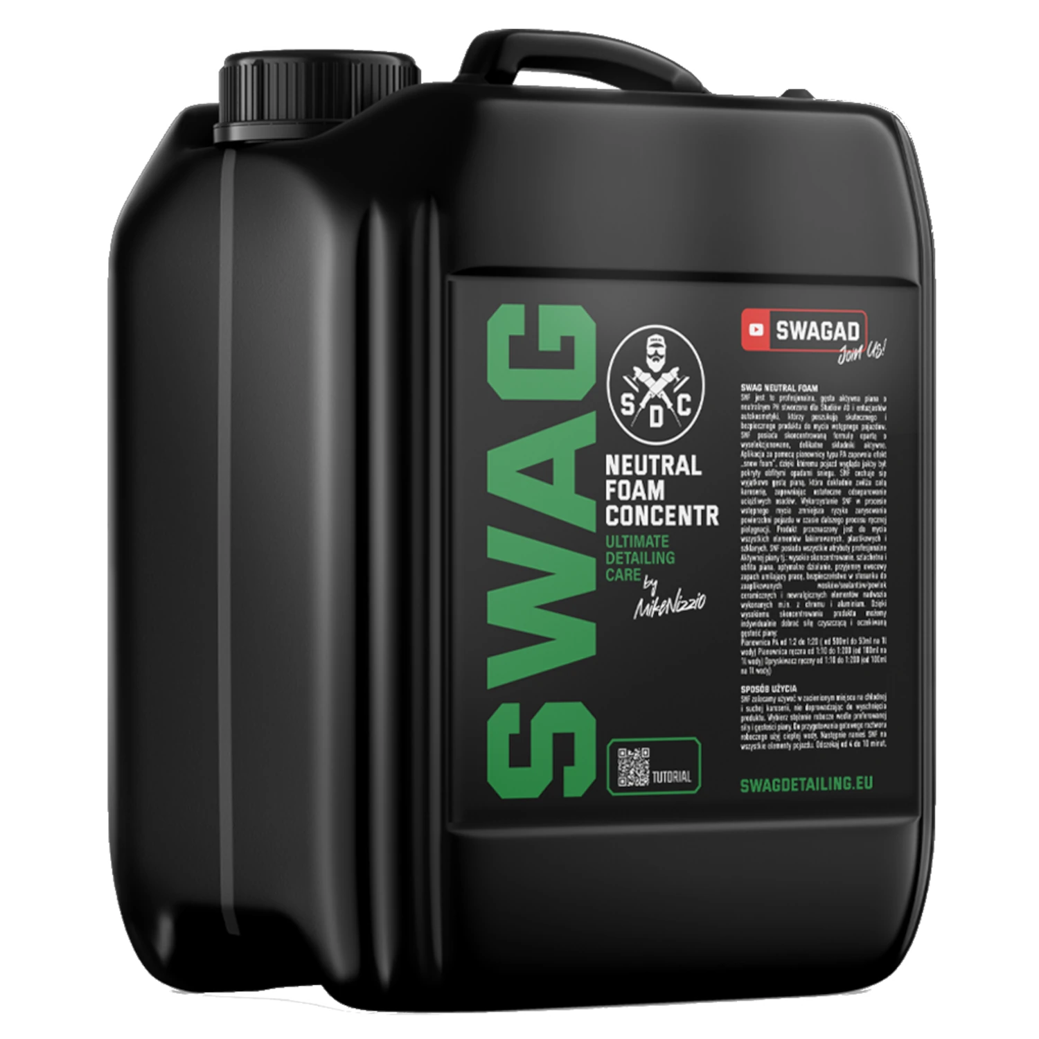 SWAG Neutral Snow Foam Cleaner 5L container, pH-neutral formula for gentle car washing