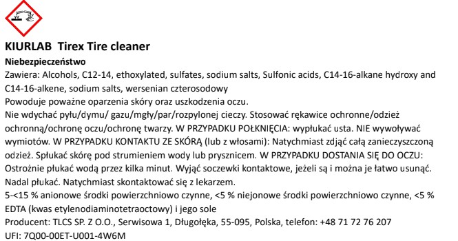 KiurLab Tire-X - Wysokiej jakości produkt do czyszczenia opon 20L
