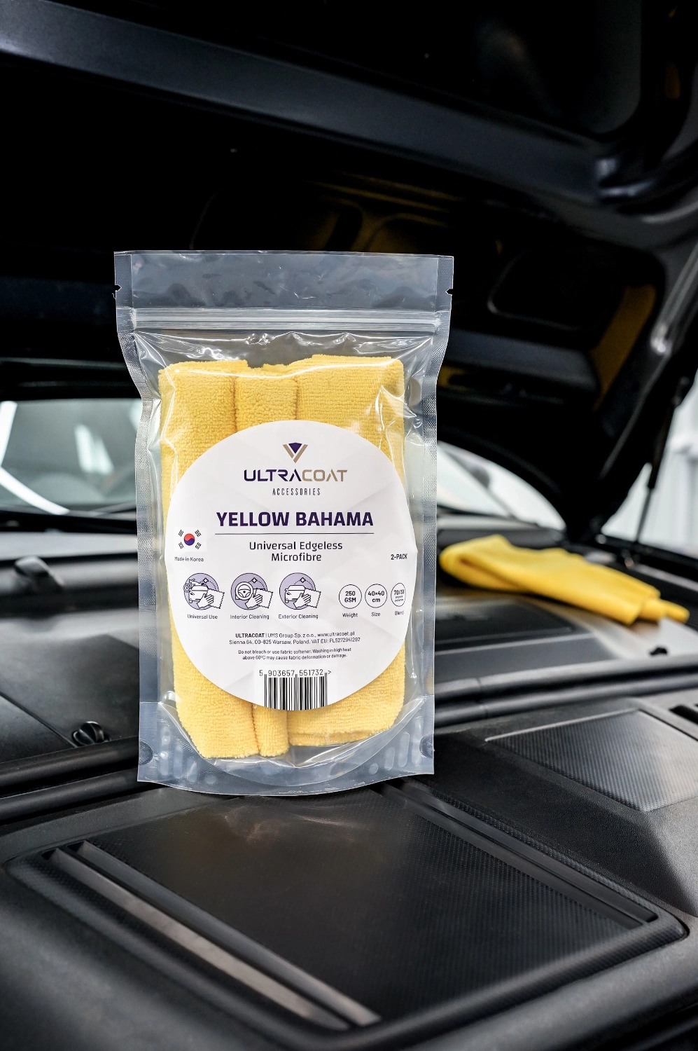 Ultracoat Yellow Bahama - Najwyższej jakości bezkrawędziowa mikrofibra 250gsm 2pack