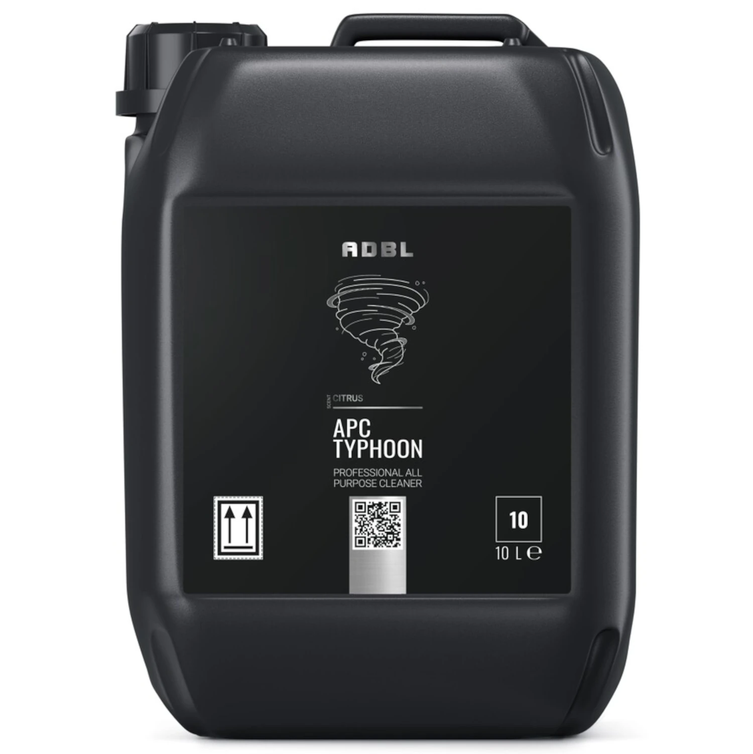 White jerry can of ADBL APC Typhoon All-Purpose Cleaner 10 litres with citrus scent for car care and detailing