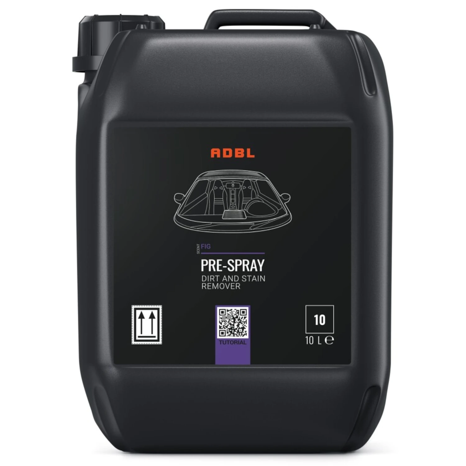 Pre-spray upholstery cleaner 10L canister from ADBL for fabric upholstery and textile interiors, fast-drying formula
