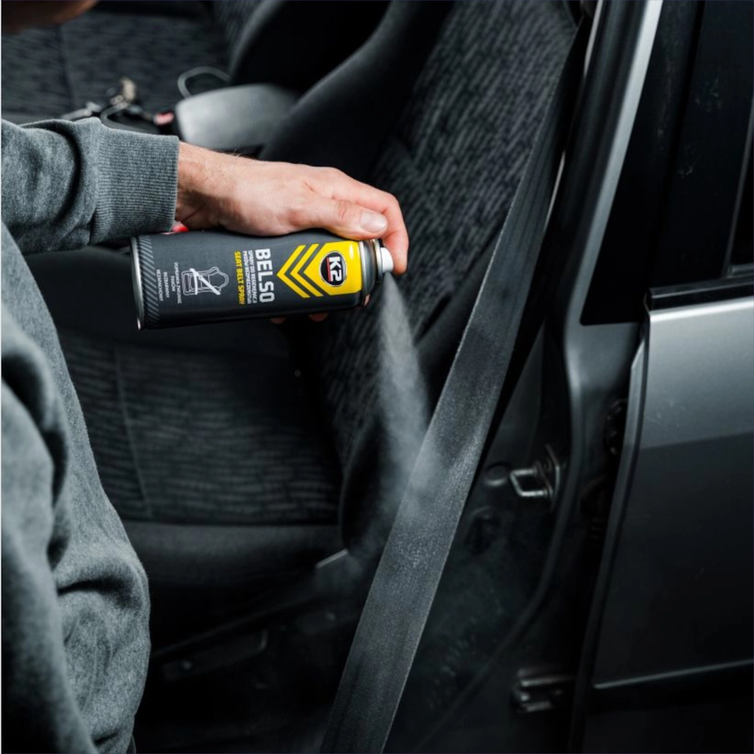 Klar K2 Regenereringsfett sprayflaska 400ml för smörjning och UV-skydd av bilens säkerhetsbälten