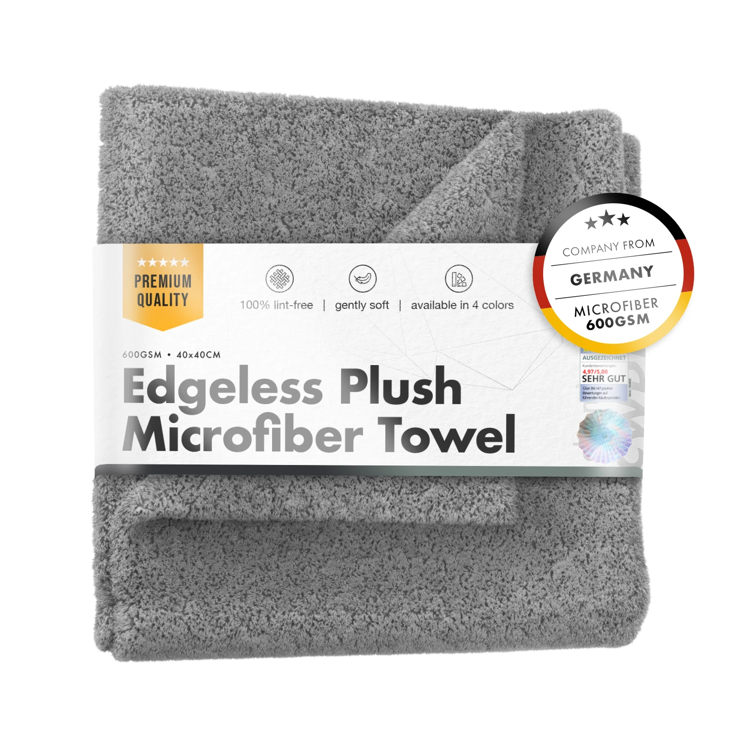 chemicalworkz Edgeless Plush Towel Grey 600gsm 40x40cm