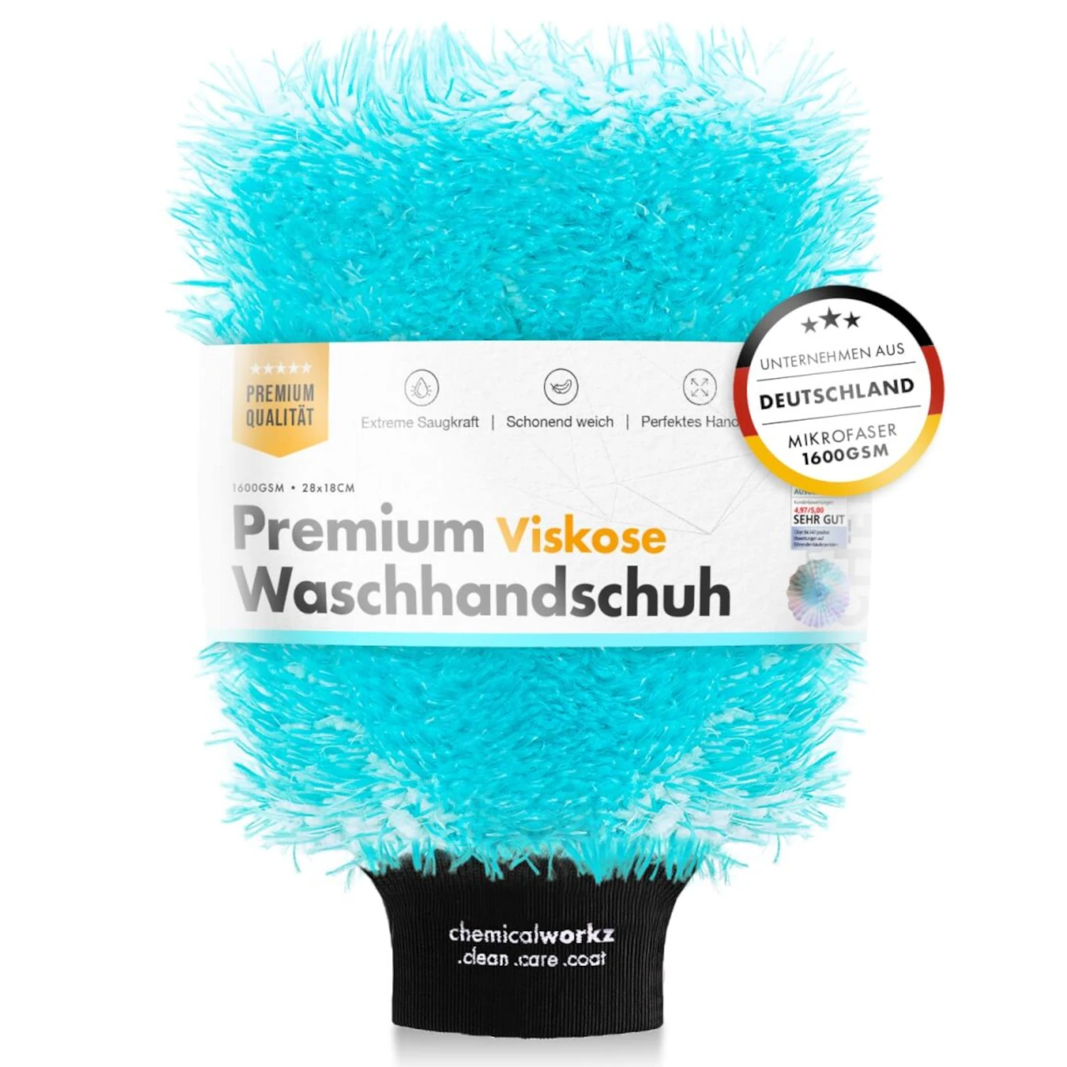 chemicalworkz Viskose Wash Mitt Turquoise 1400gsm 28x18x5cm
