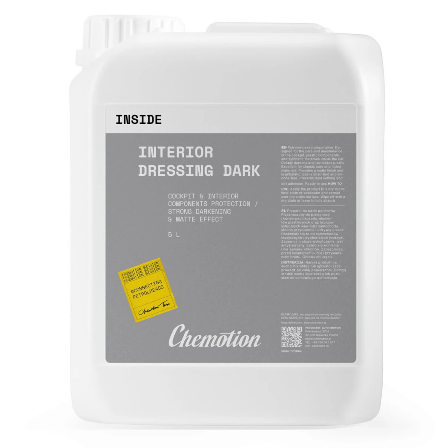 Chemotion NEW Interiörvård Mörk Matt 5L antistatisk formel för fordonets interiör