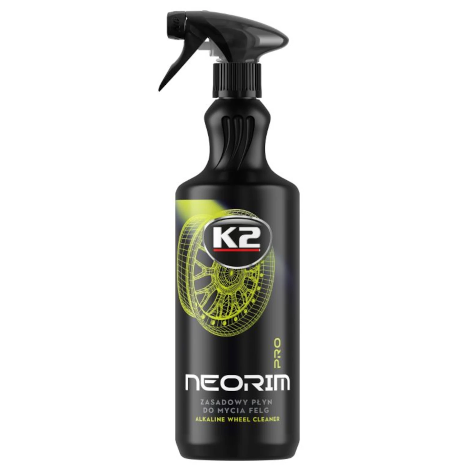 K2 Acid-Free Wheel Cleaner Neorim Pro 1L bottle with neon green foam for gentle wheel cleaning