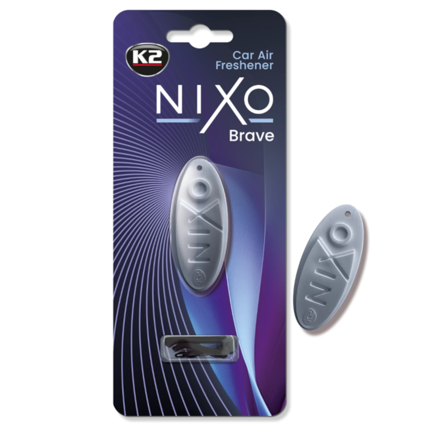 K2 Nixo Brave polymer air freshener with clip mount in four scent variants for car interiors