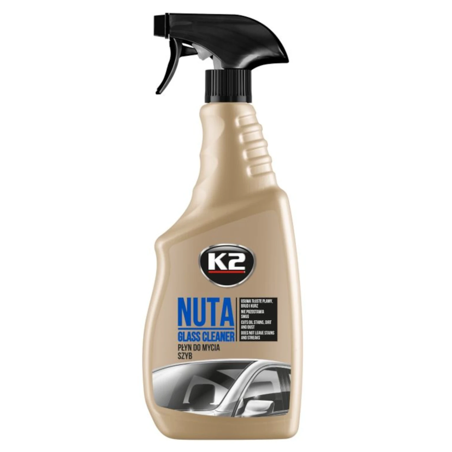 K2 Car Glass Cleaner 750ml spray bottle with Nanotechnology for water-repellent glass protection