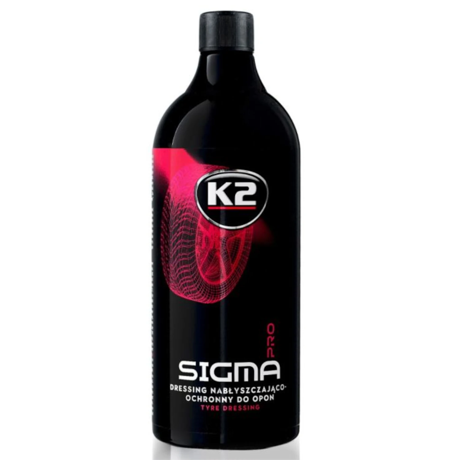 K2 Sigma PRO Tyre Dressing 1L bottle with hydrophobic and UV protection for rubber tyres