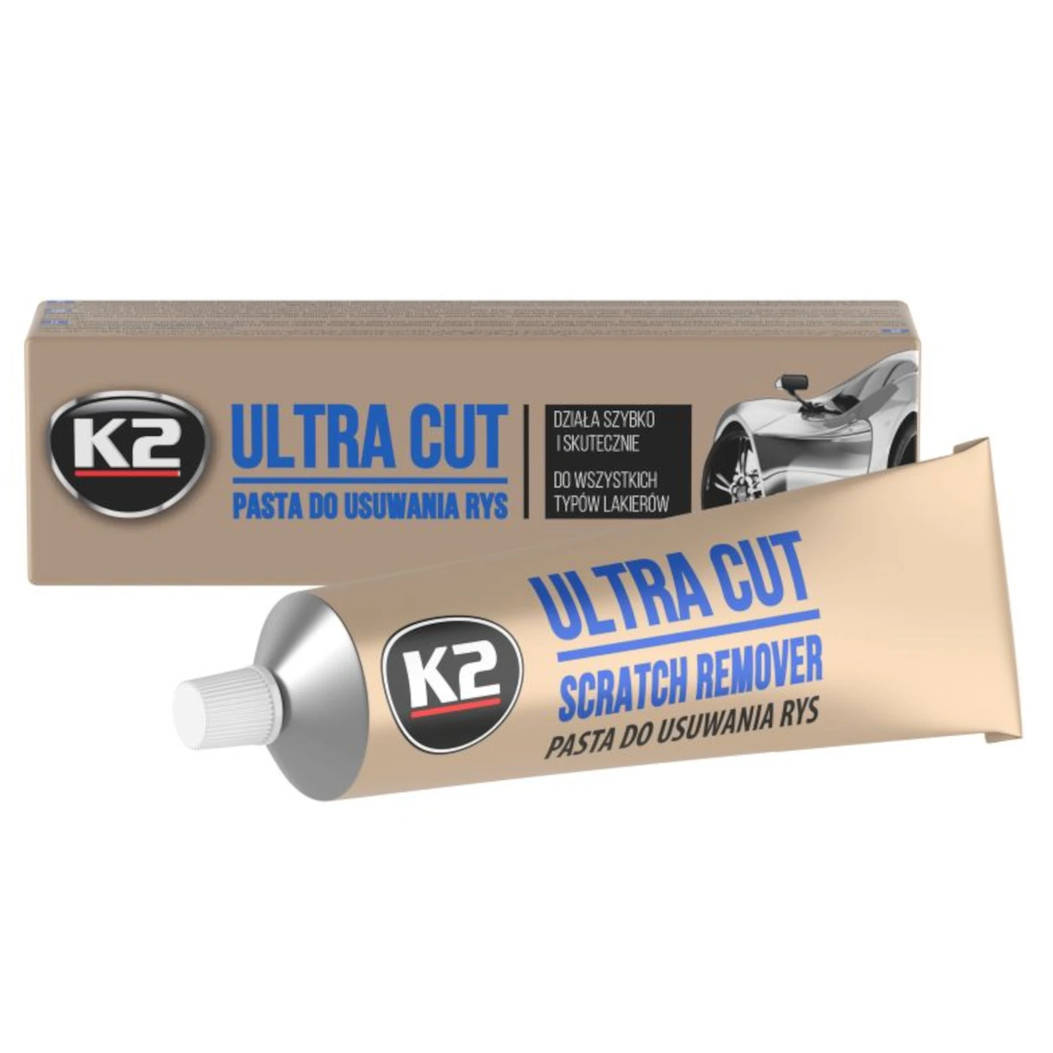 Lätt slipande repborttagningspasta 100ml, slät finish, för alla färgtyper, K2 Ultra Cut
