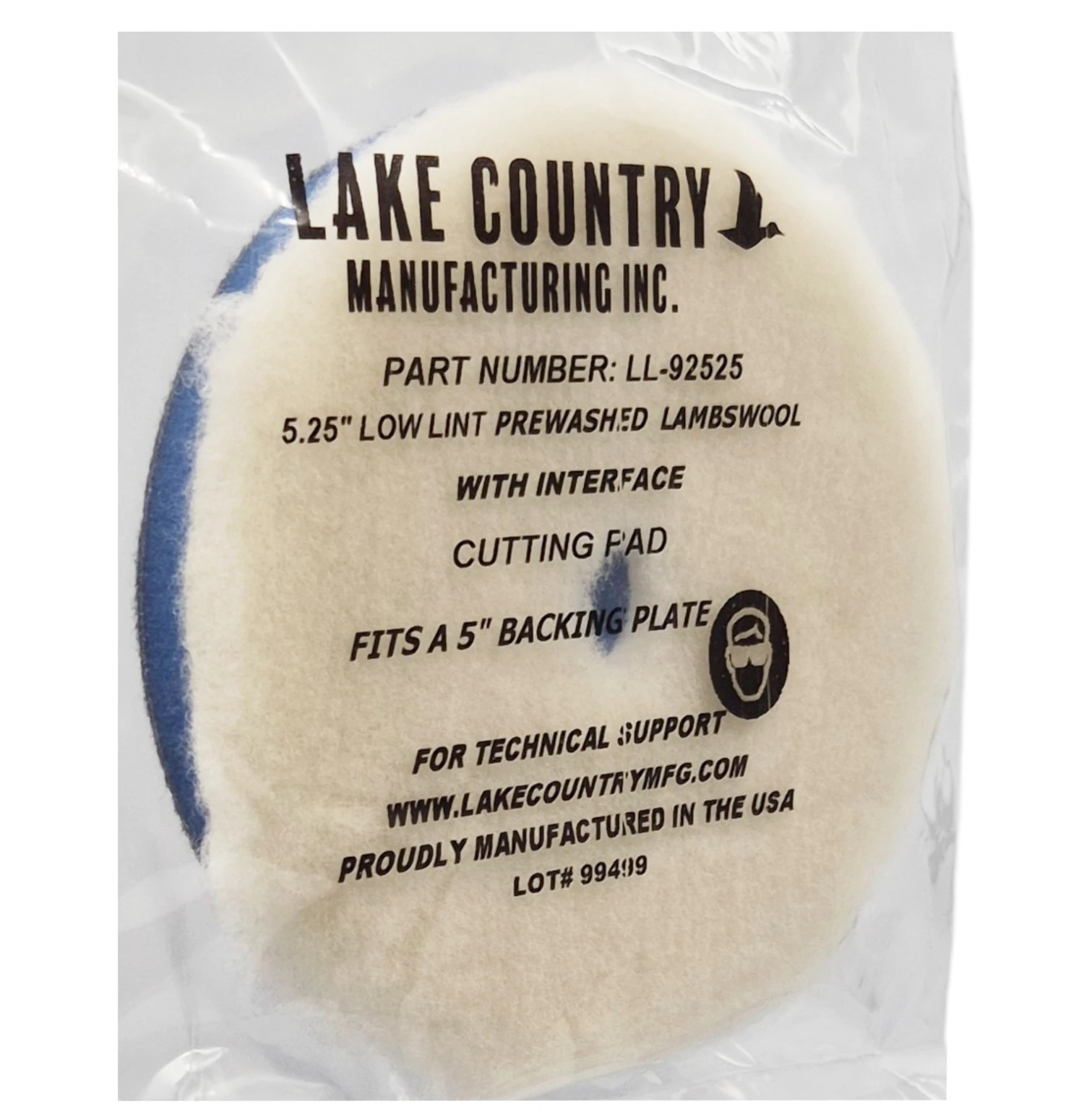 Lake Country Lambswool Polishing Pad 5,25 tum låg ludd förtvättad polerpad för DA-polisher och rotary polisher