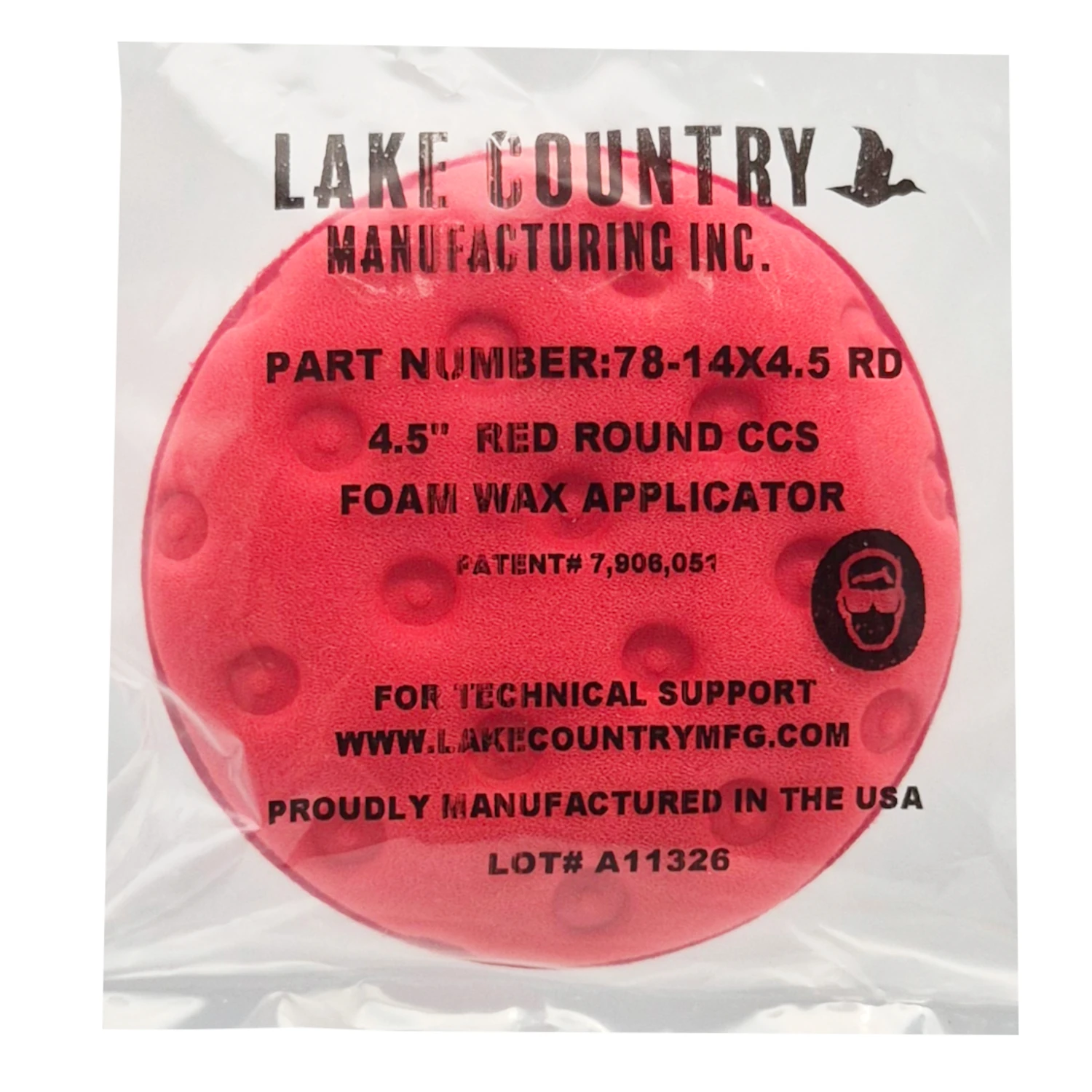 Röd Lake Country Applicatorpad 4,5x1,25 tum med CCS-teknik för vax och sealant