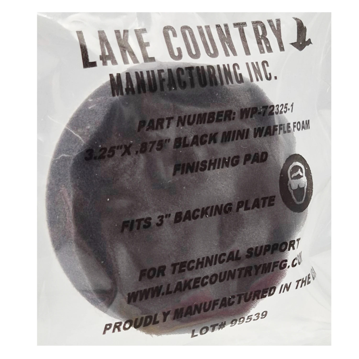 Svart Mini Finishing Pad Waffle 3,25 tum från Lake Country för DA-polisher