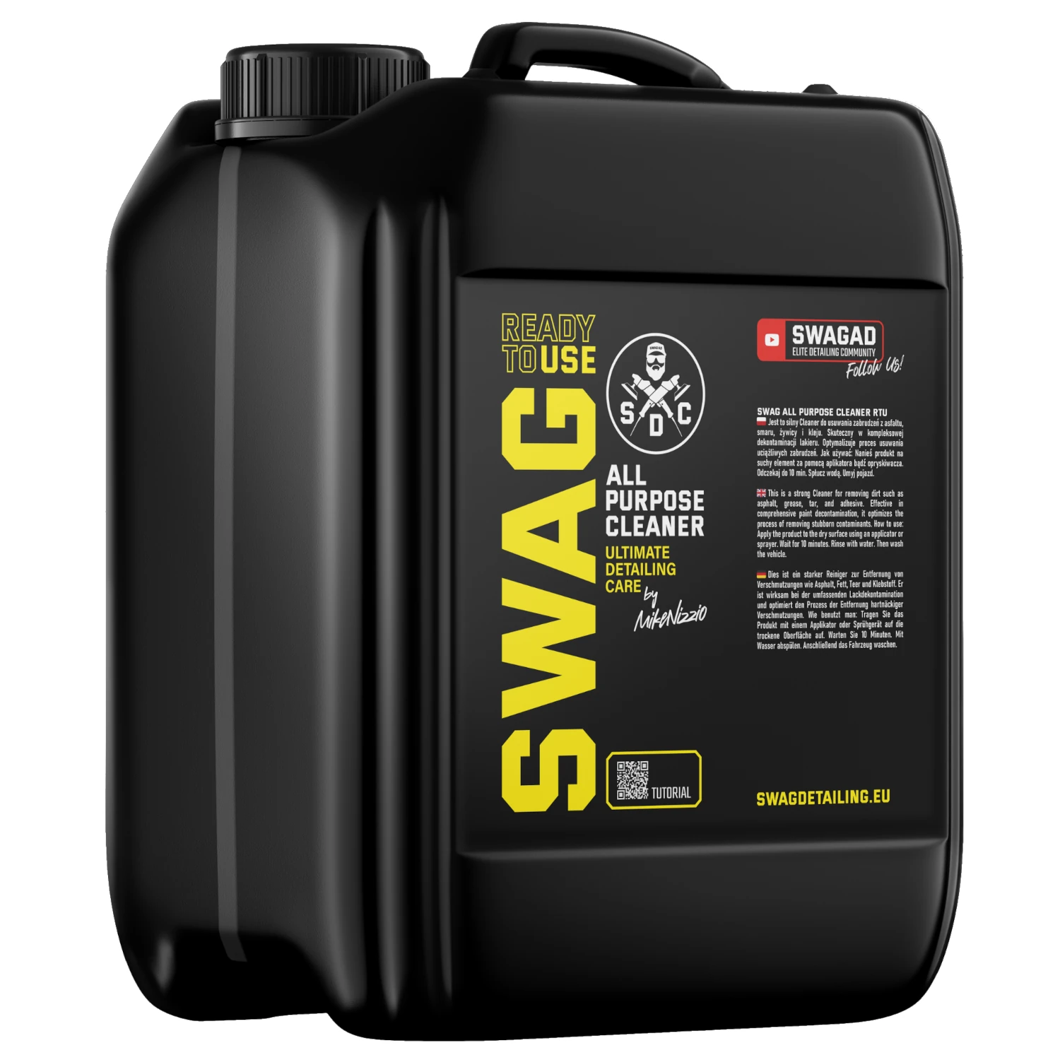 SWAG APC All Purpose Cleaner 5L ready-to-use biodegradable formula for professional vehicle detailing