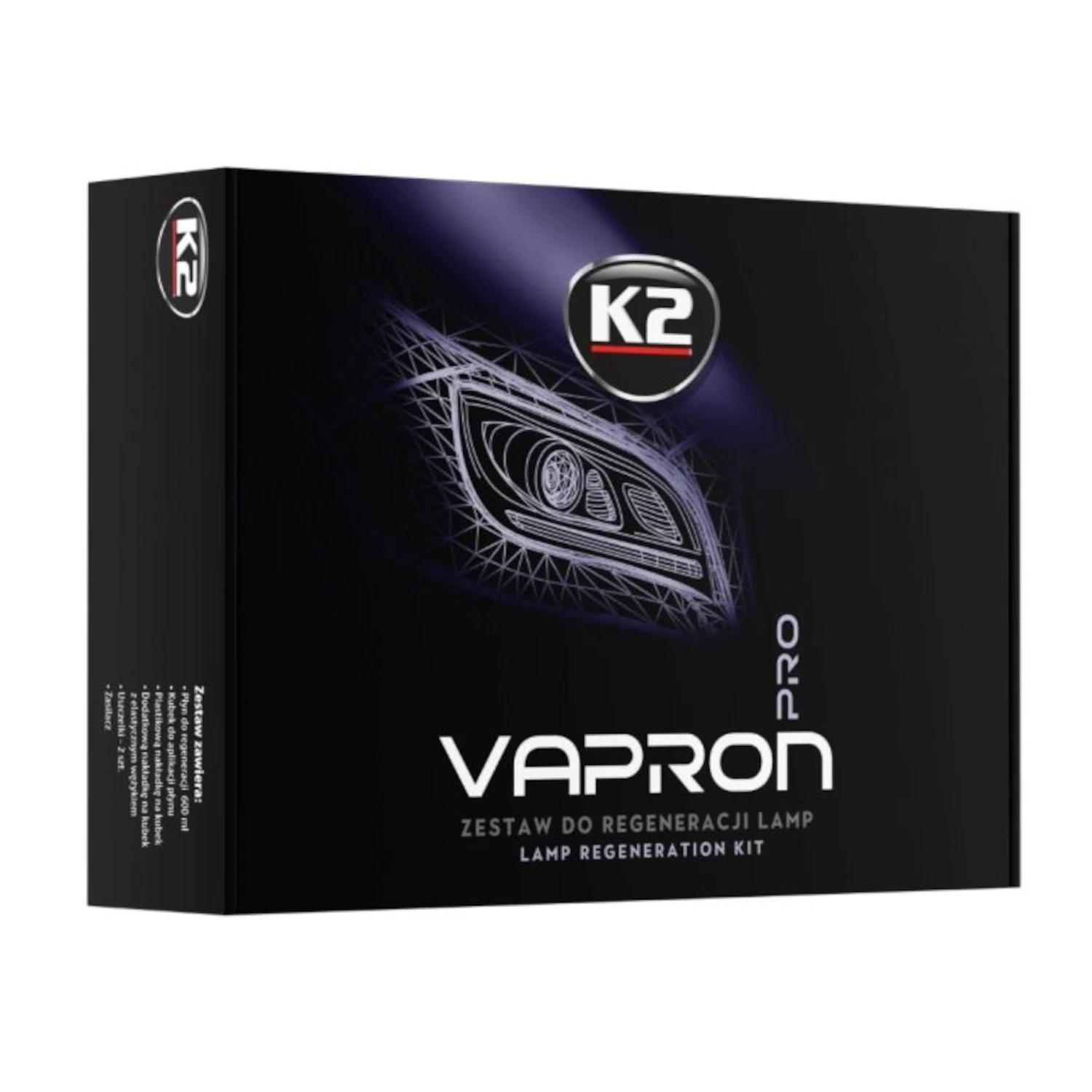 K2 Vapron Headlight Restoration Kit 600ml with application cup and flexible hose for vapour coating