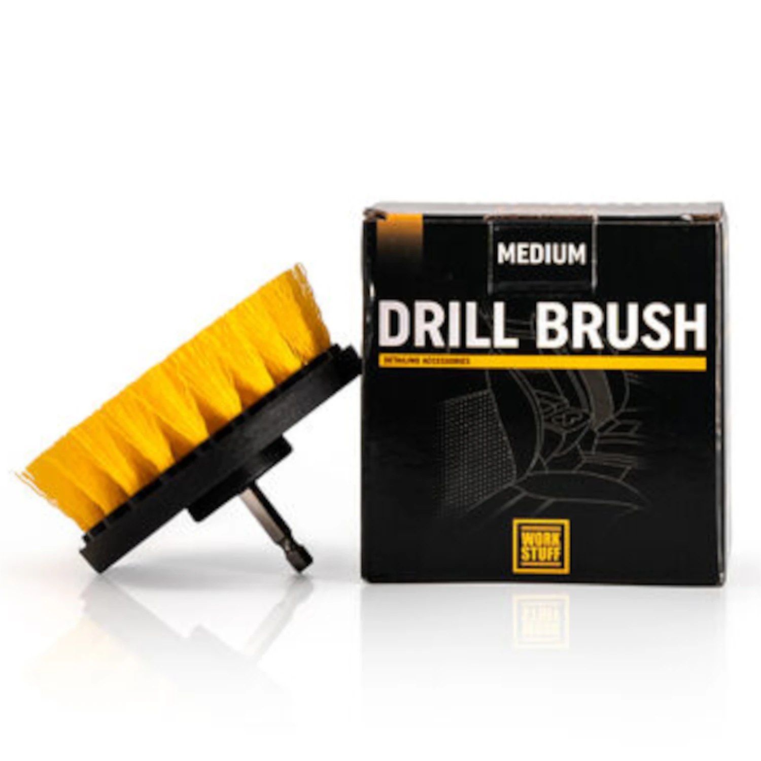 WORK STUFF Drill Brush Upholstery Medium 10 cm with integrated hex shank for car textile cleaning