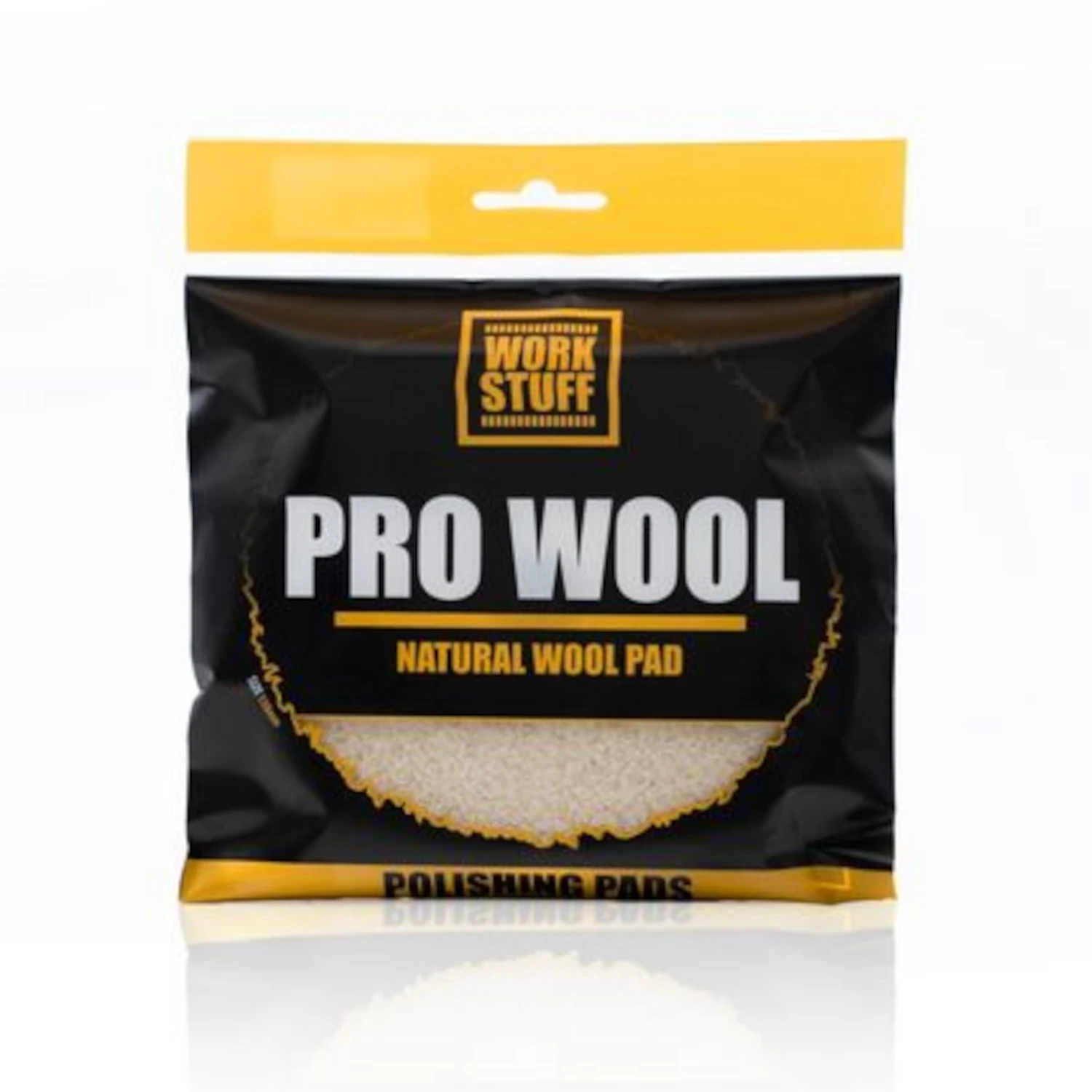 WORK STUFF Wool Pad 130mm naturlig ull kort lugg kardborre för compound och grovpolering