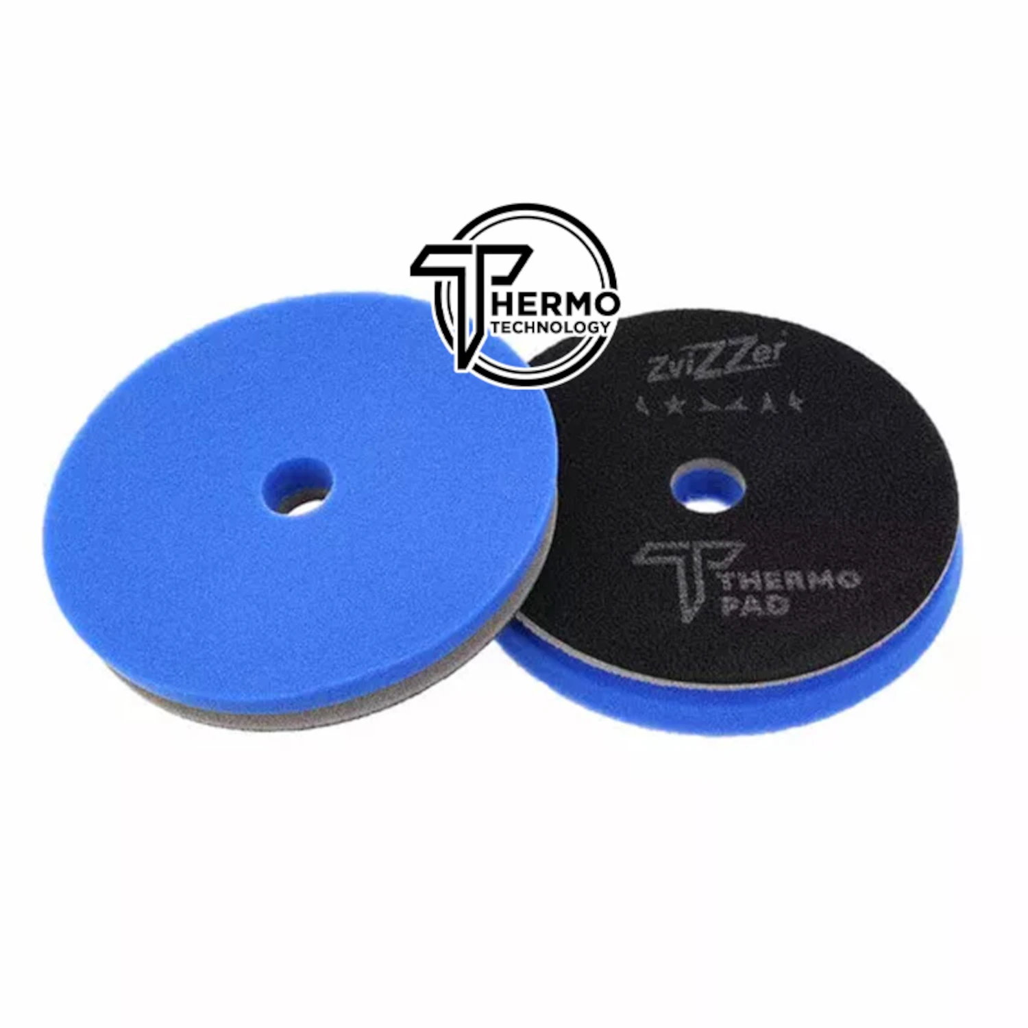Blue ZviZZer polishing pad, medium hardness, 90/20/80mm with hook-and-loop backing for DA and Rotary polishers