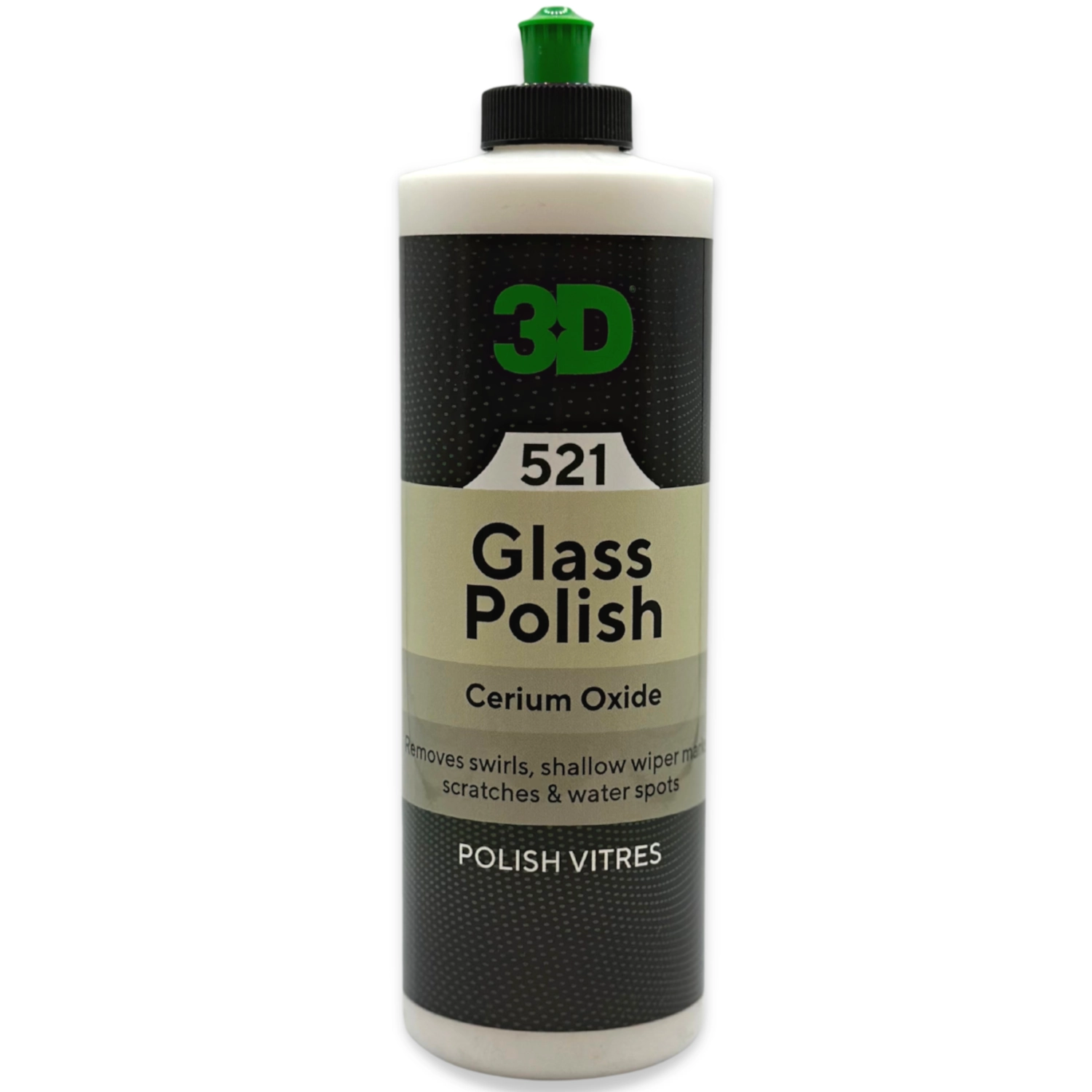 Glass Polish Cerium Oxide 473ml bottle for removing swirls, scratches and water spots from automotive glass