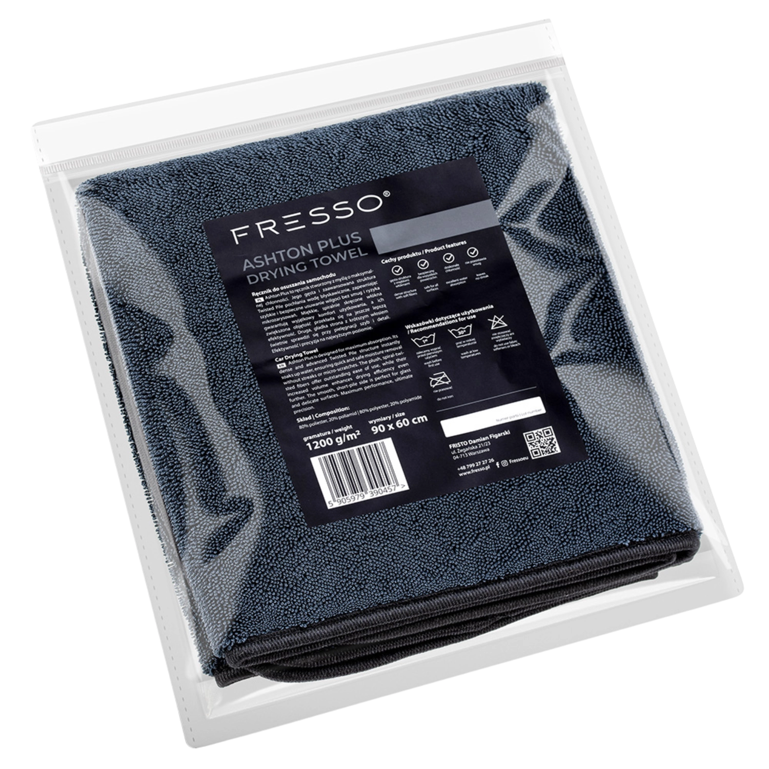 Drying towel Ashton Plus 90x60 cm Twisted Pile microfibre, double-sided, from Fresso - Cosmetics