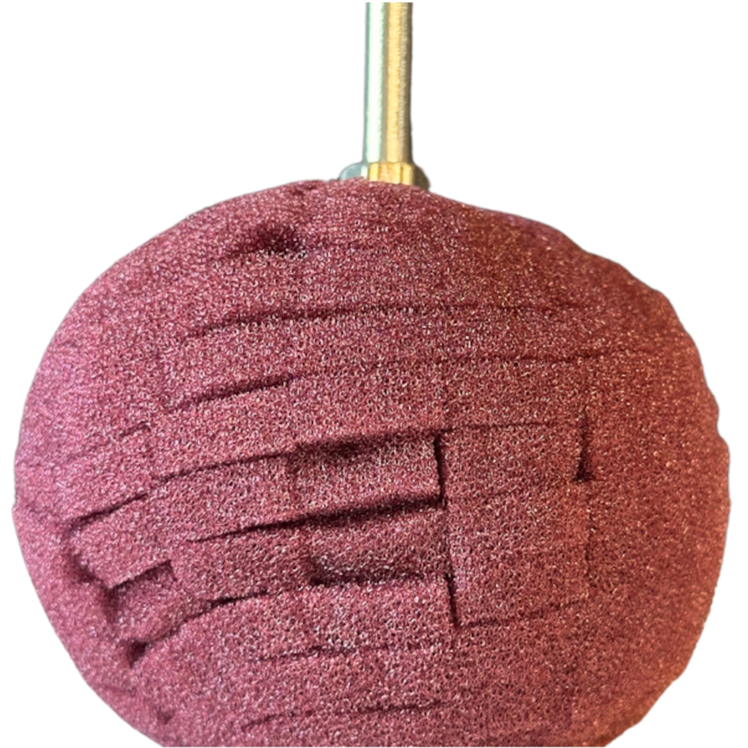 Burgundy Royal Pads polishing ball 80mm hard open-cell foam with shaft mount for heavy-duty polishing