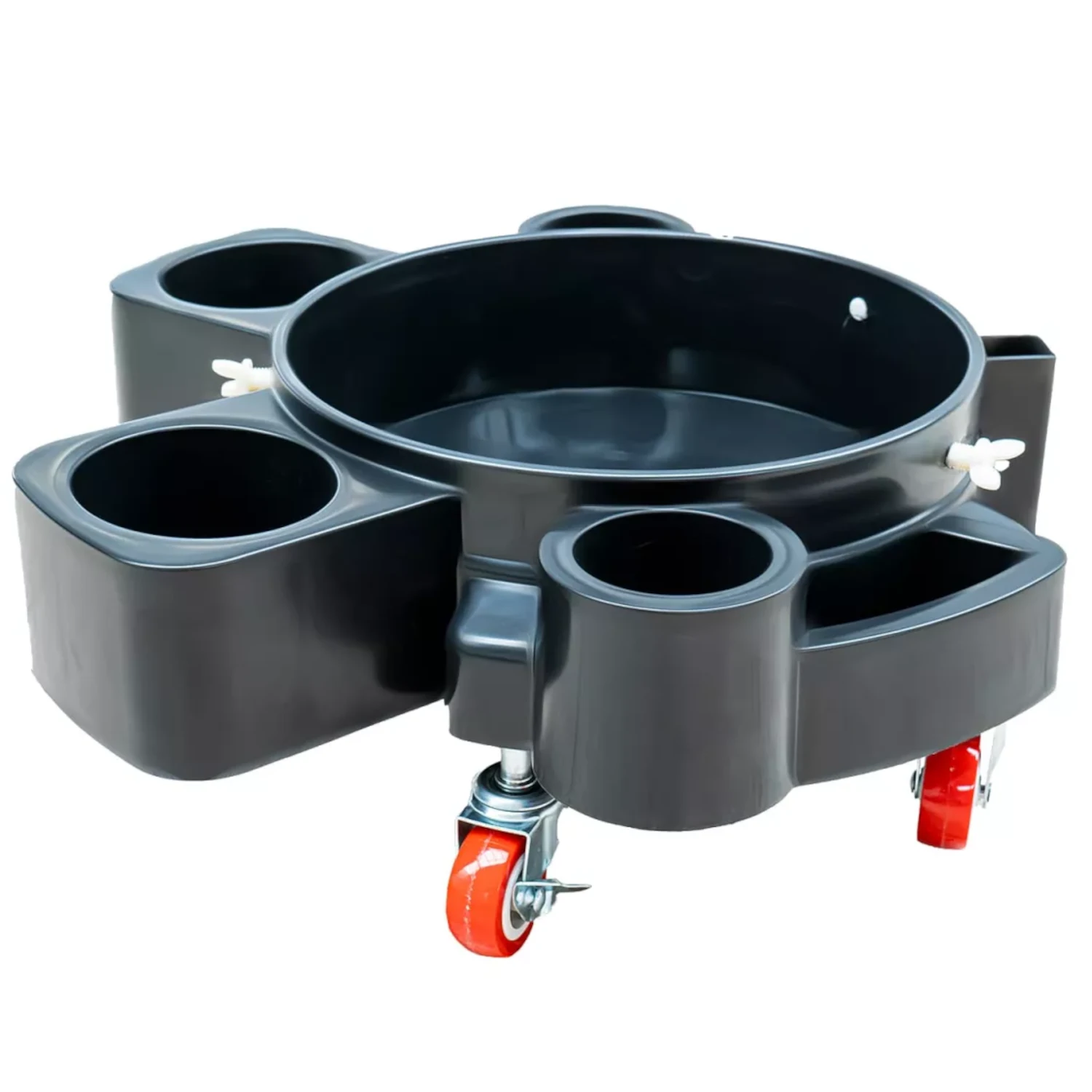 Bucket Dolly Cart Ø45 cm chemical-resistant plastic with locking screws, wheels and storage compartments