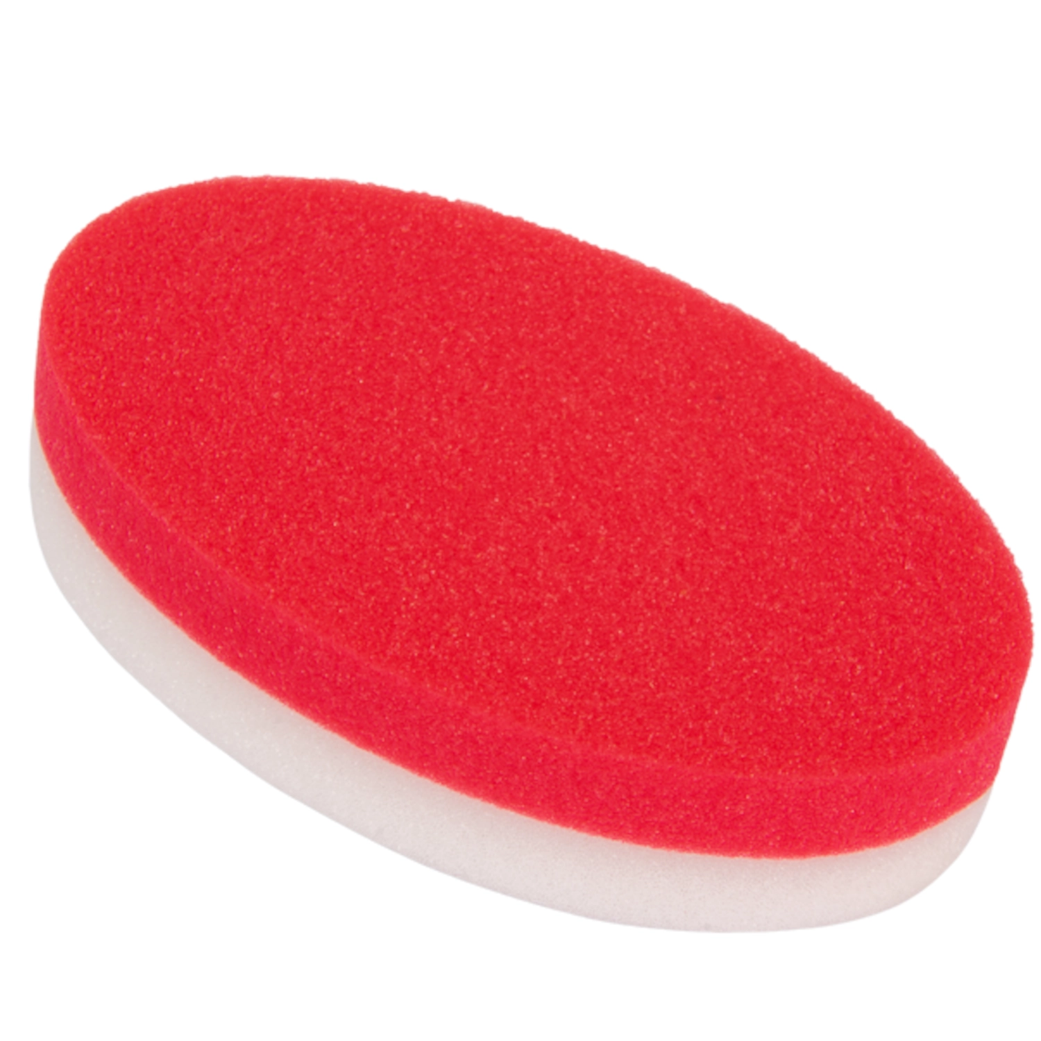 Dual-sided hand polishing pad with hard white and soft red foam sides from Royal Pads for scratch removal