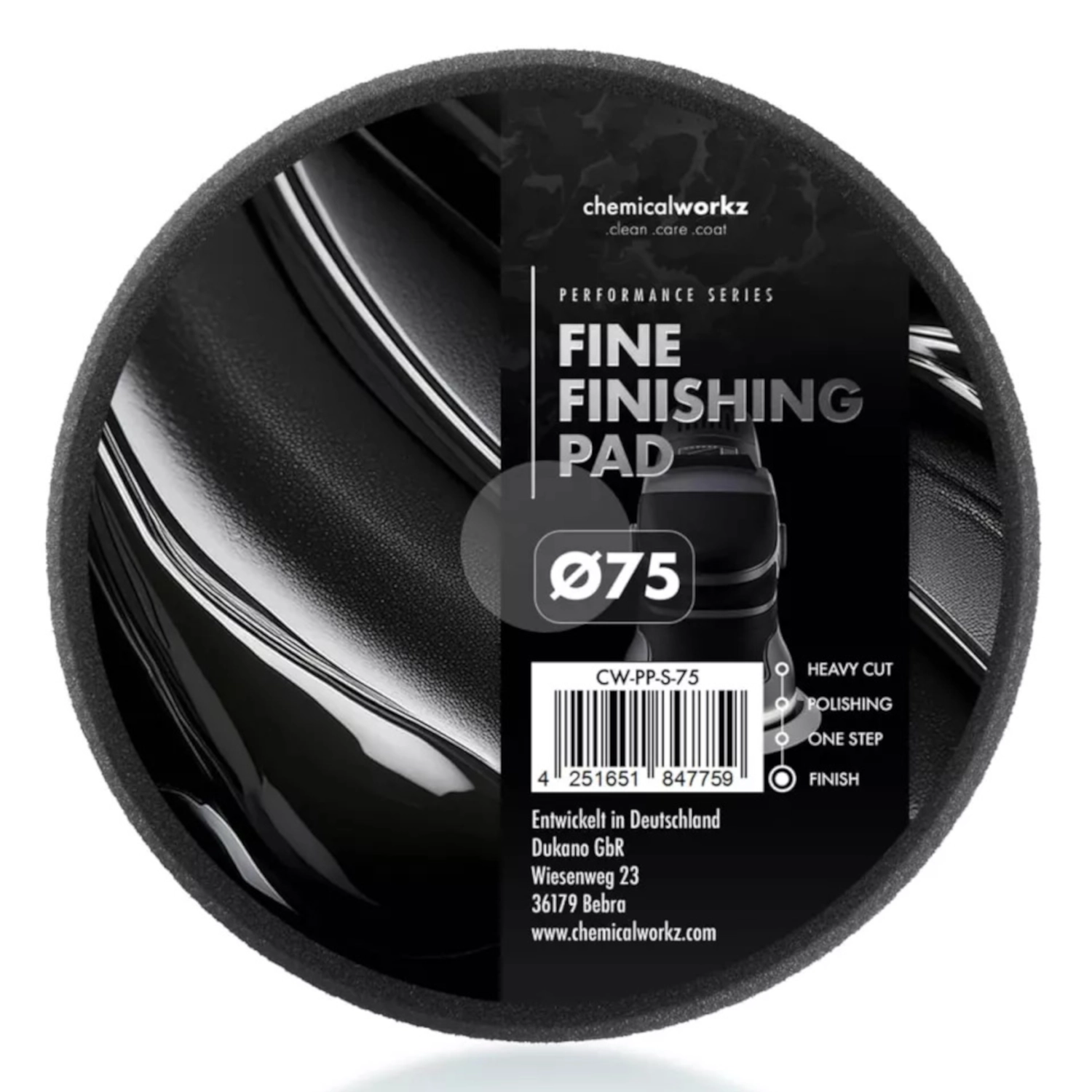 ChemicalWorkz New Finish Pad 75 mm soft foam polishing pad for high-gloss finish with heat dissipation