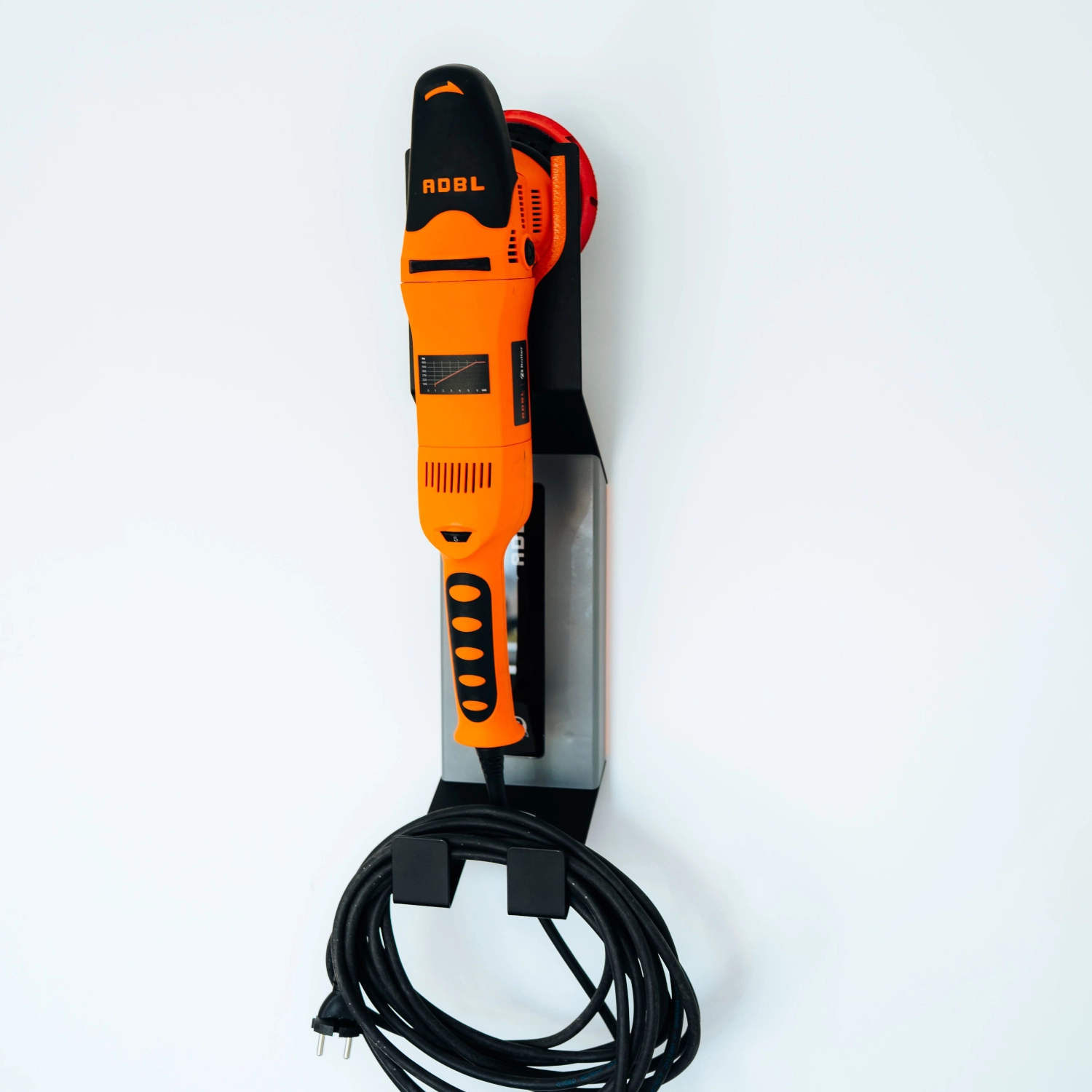 Polisher wall mount with scratch-resistant rubber grip, ADBL Hang It High