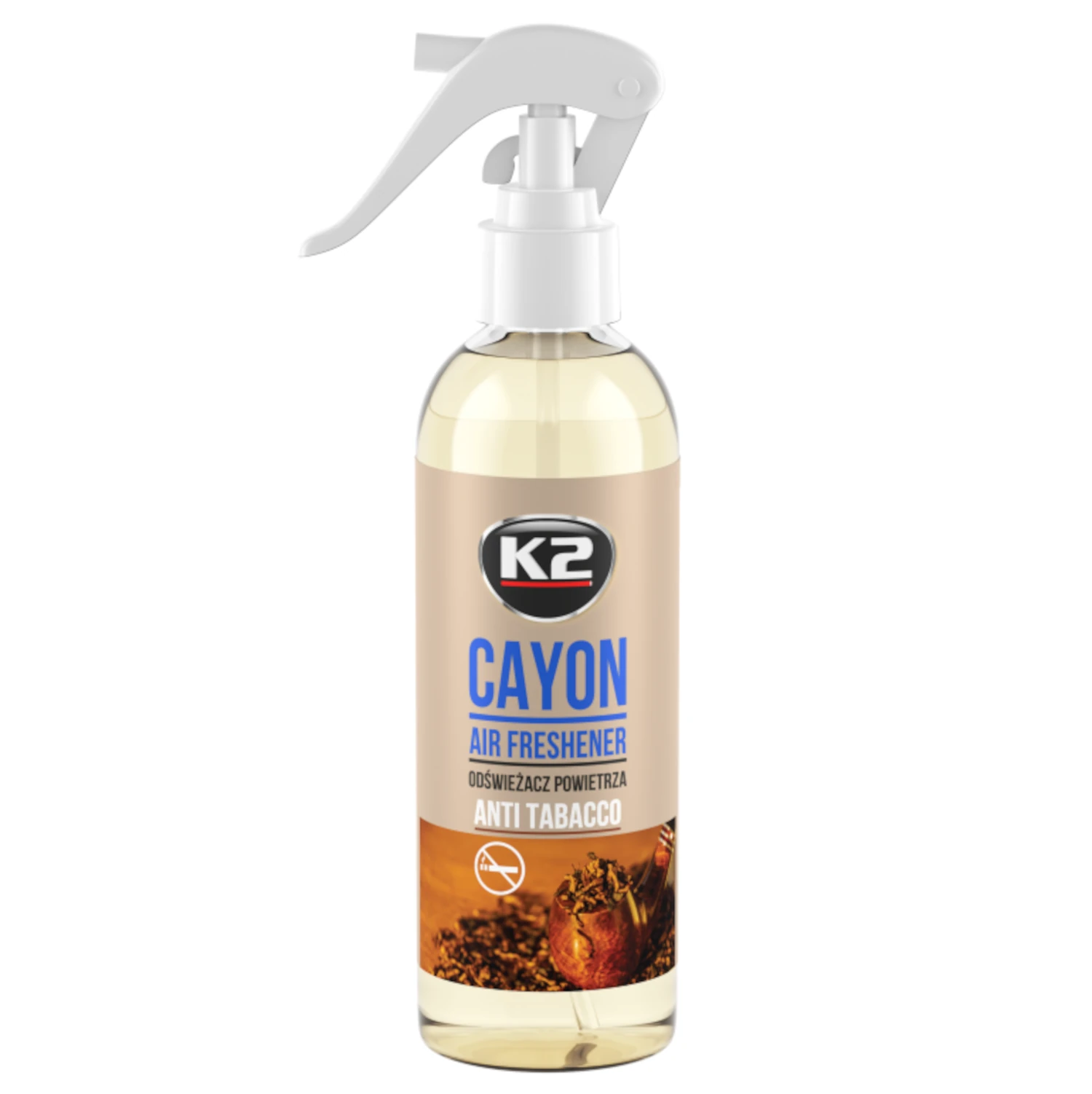 Air Freshener Anti-Tobacco Spray 250ml with atomizer, neutralises tobacco odour and cigarette smoke, K2
