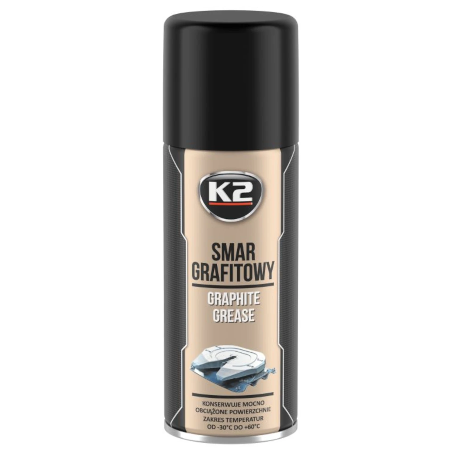 K2 Grafitsmörjmedel Spray 400ml sprayburk för smörjning av fjädrar, kedjor och kullager