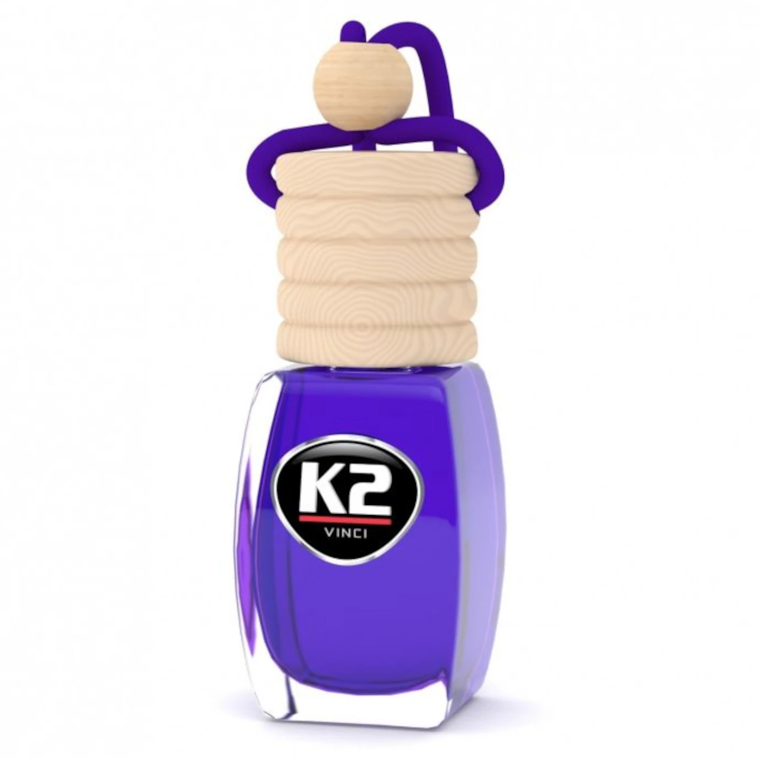 Car perfume refill, 8ml glass bottle with exotic wood cap and adjustable strap, K2 Vento