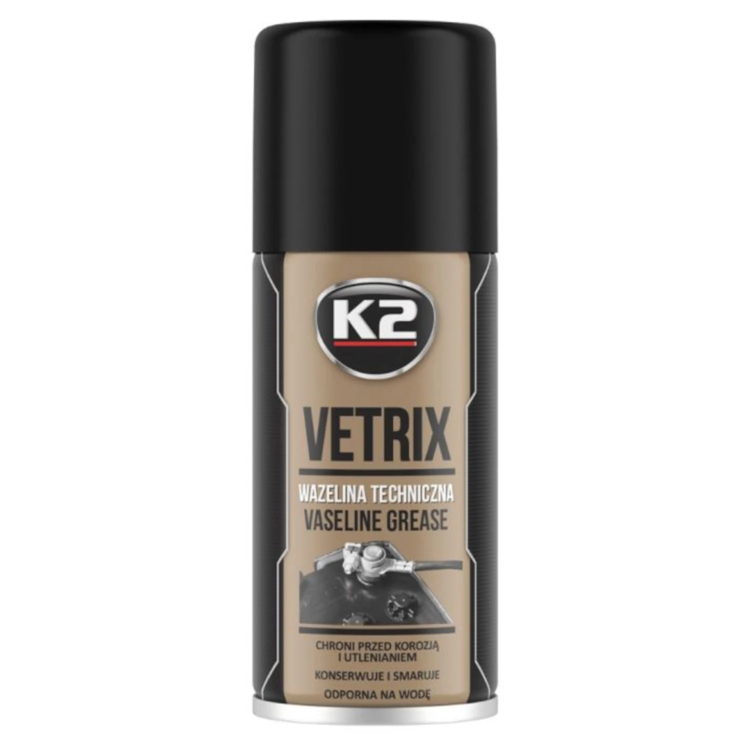 Metallskydd K2 Vetrix 140ml spray för korrosionsskydd, smörjning av plast/gummi och batteripoler