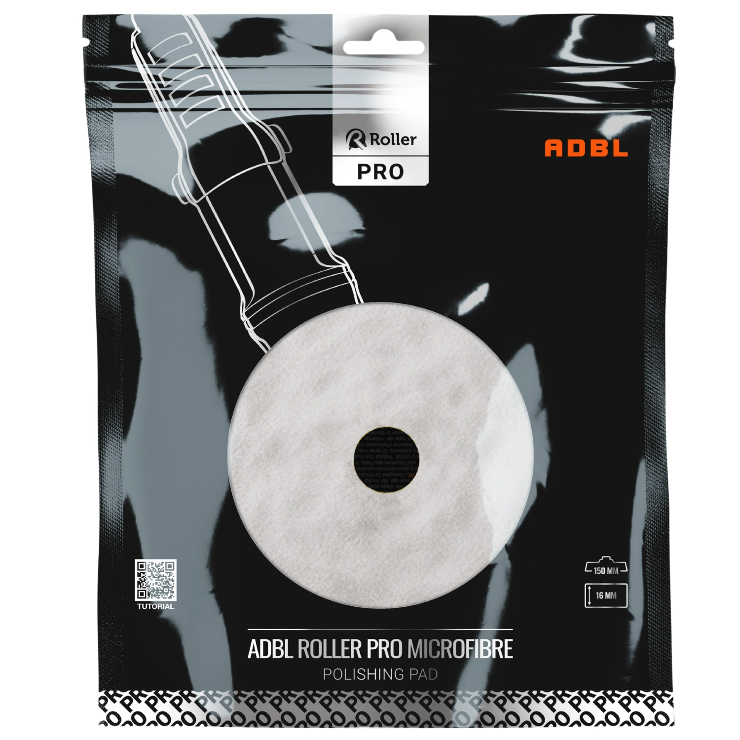 Microfibre polishing pad 150mm from ADBL for DA and rotary polishers, curve-adapting design