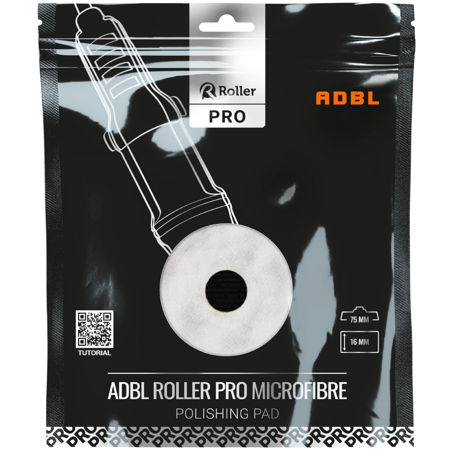 Microfibre polishing pad DA75 with flexible backing plate, 75mm, for DA and rotary polishers, ADBL