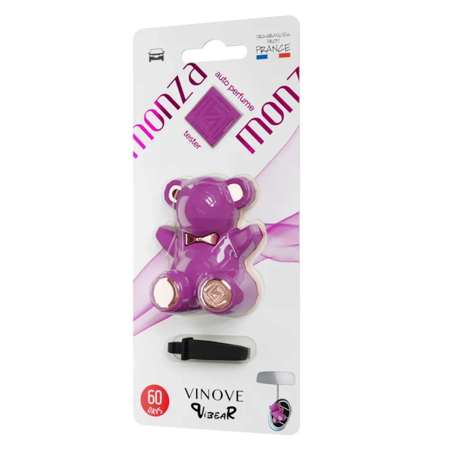 Car air freshener by Vinove ViBear Monza with pineapple, peach and chocolate scent, lasting 90 days