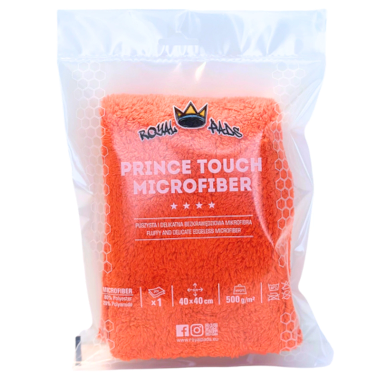 Orange Royal Pads microfibre towel 500gsm 40x40cm with edgeless design for wax and polishing