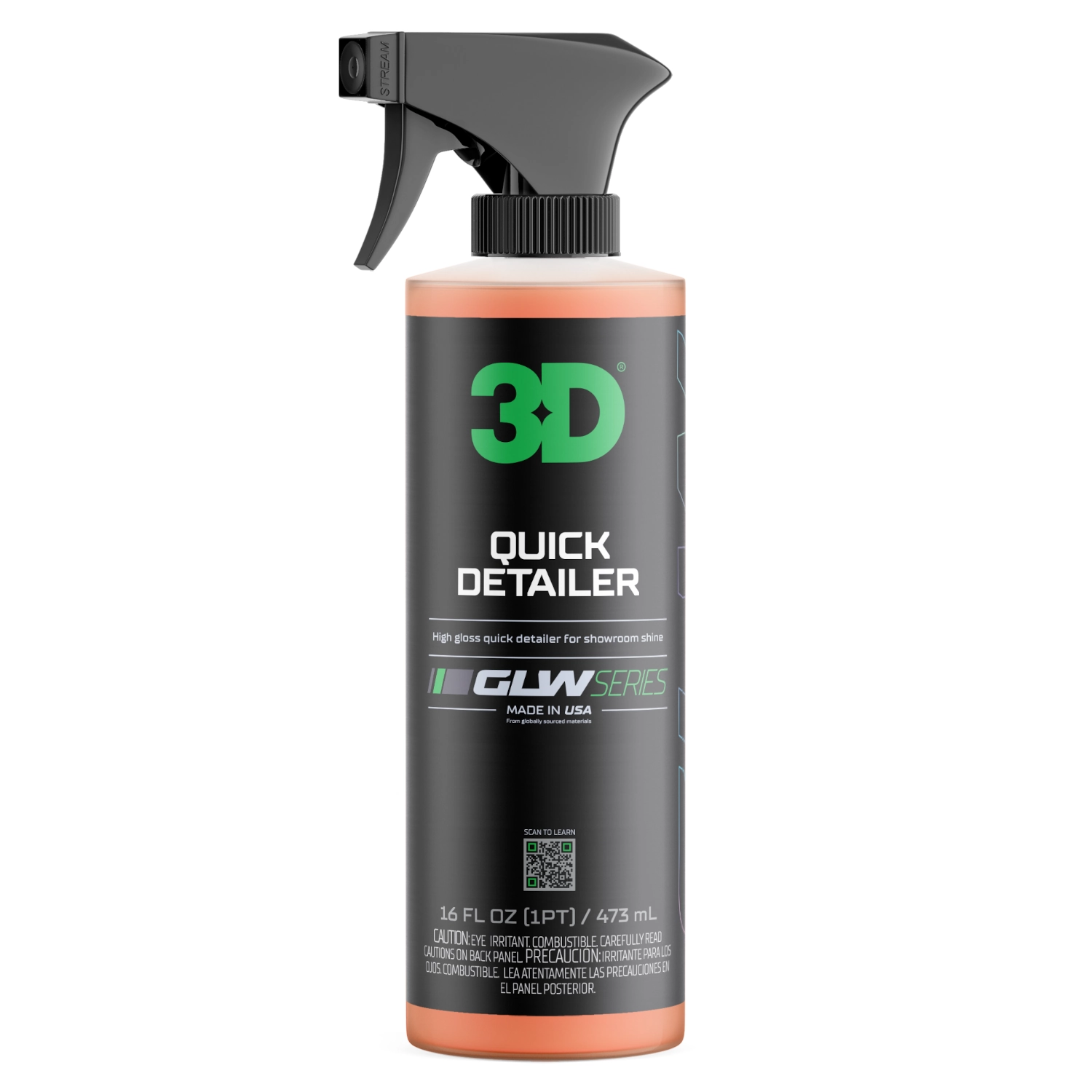 Quick Detailer GLW Series 473ml spray bottle for paintwork, glass, chrome and plastic by 3D Car Care