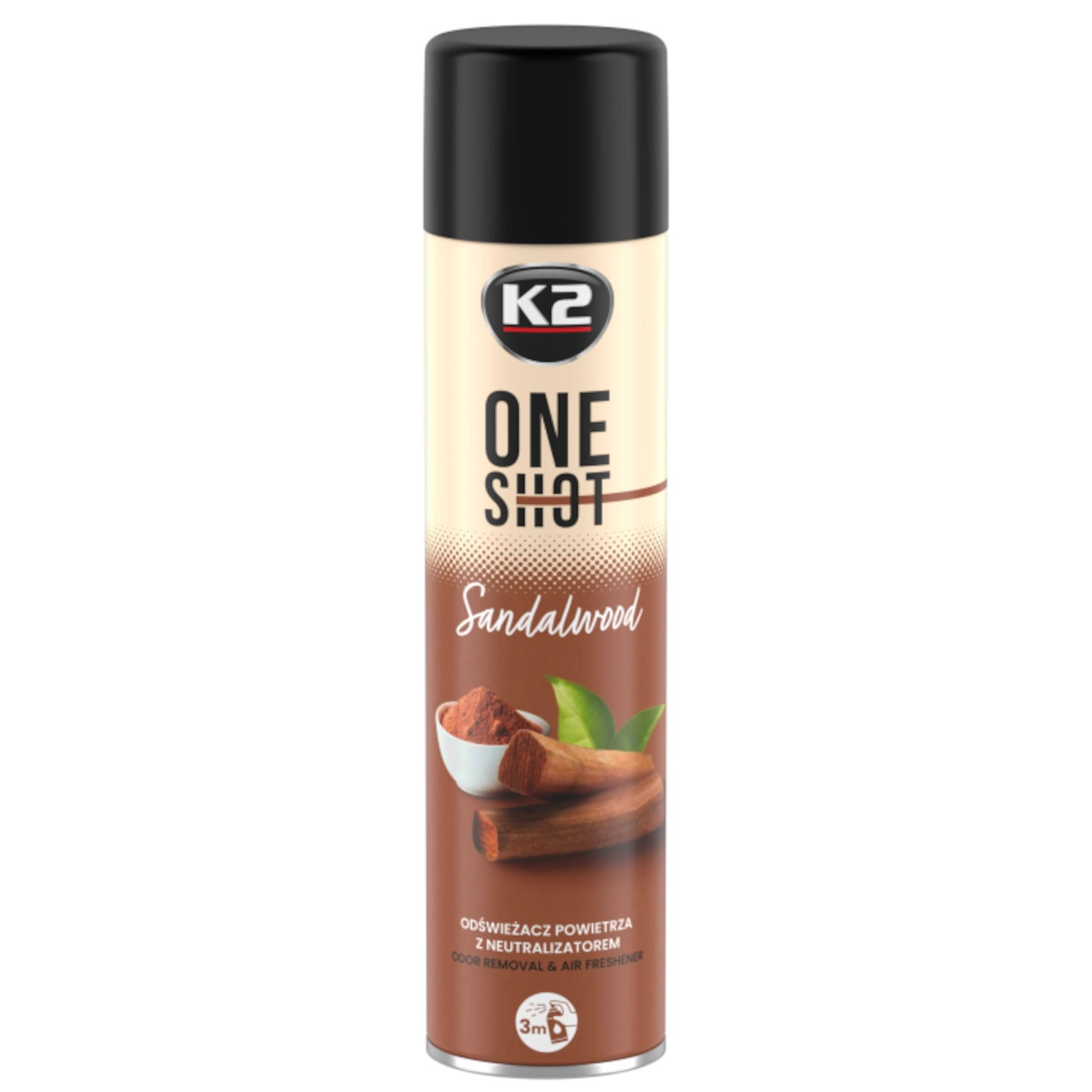 K2 Air Freshener Sandalwood 600ml spray bottle with dry mist formula for fast odour neutralising