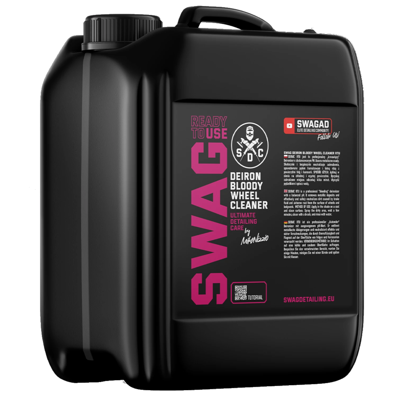 SWAG Iron Remover Gel Bloody Effect RTU 5L green gel-based wheel cleaner with colour-change reaction