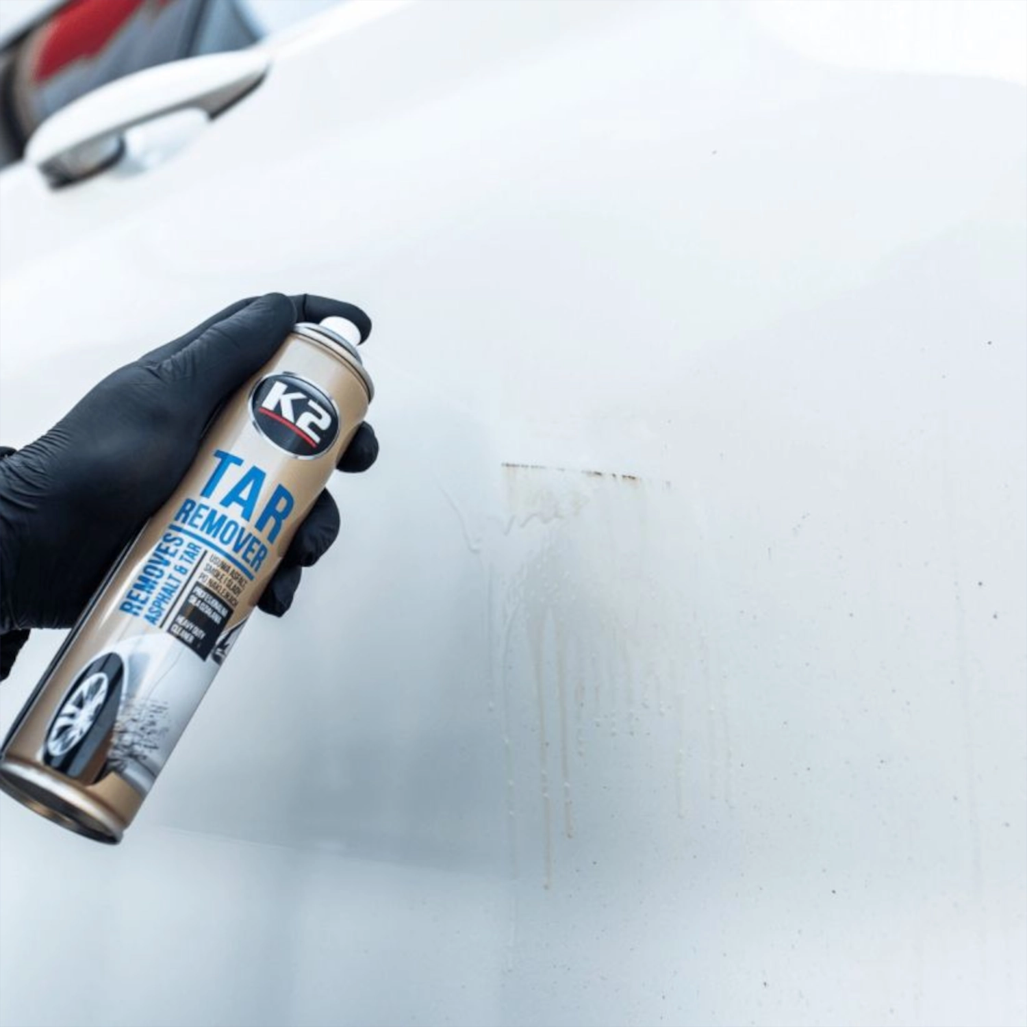 K2 Asfaltslösare 300 ml sprayflaska för borttagning av tjära, asfaltfläckar och klisterrester på lack och glas