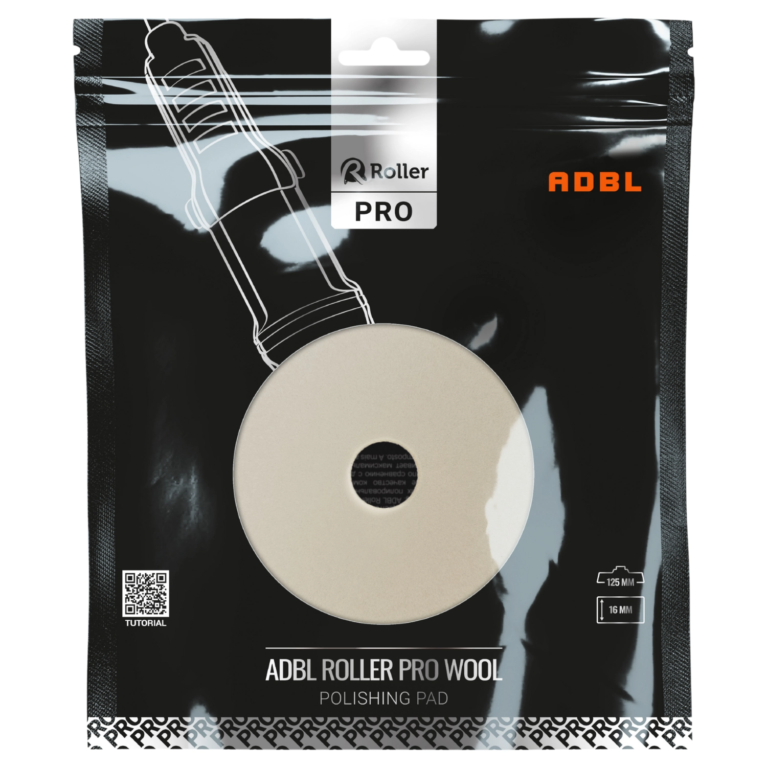 Wool polishing pad, short-fibre 125mm with flexible backing plate from ADBL for DA and rotary machines