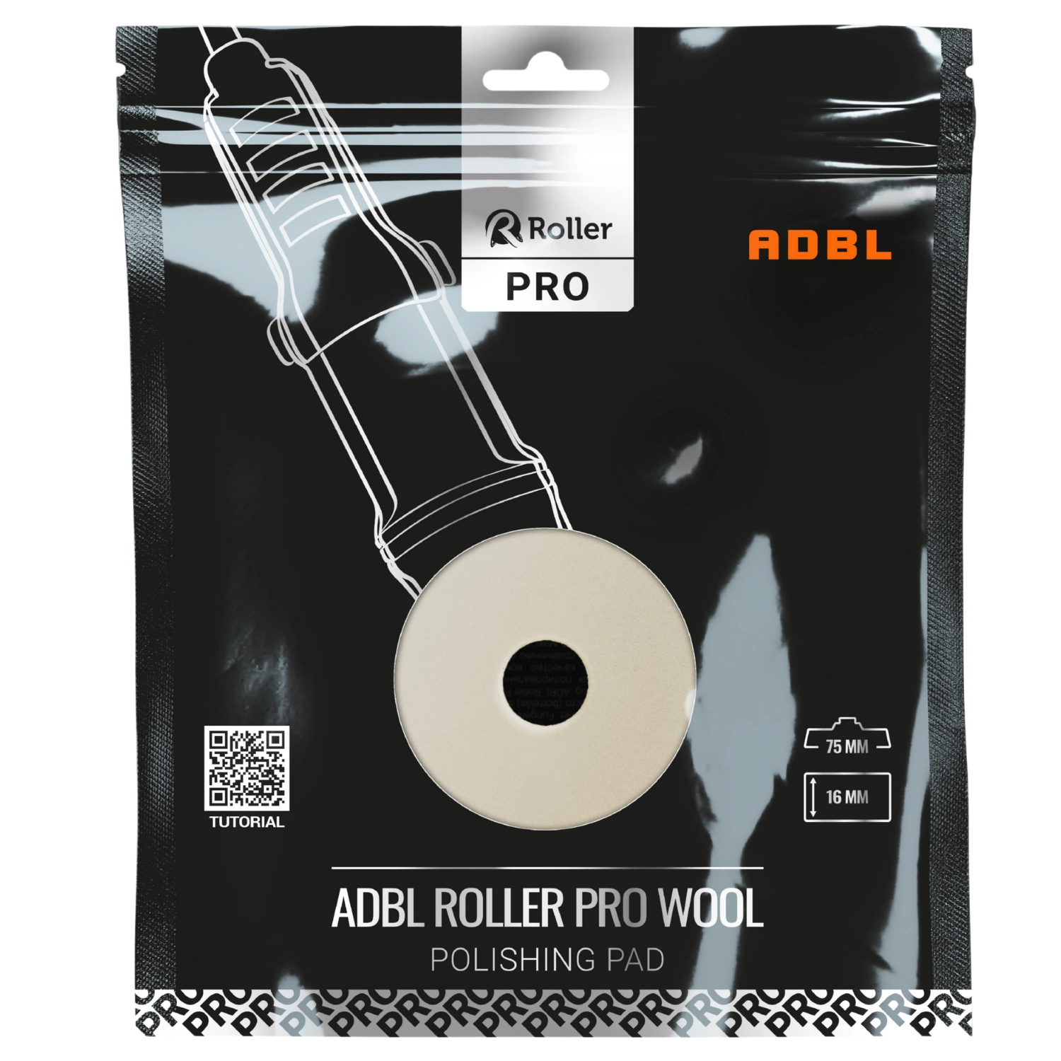 Polishing pad 75mm with short wool fibre from ADBL for fast cutting and heavy paint correction