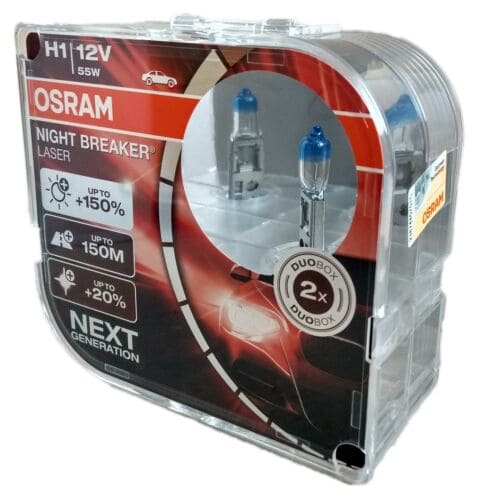 H1 2-pack Osram Night Breaker Laser +150% +150m +20% Brighter Light 12V, 55W