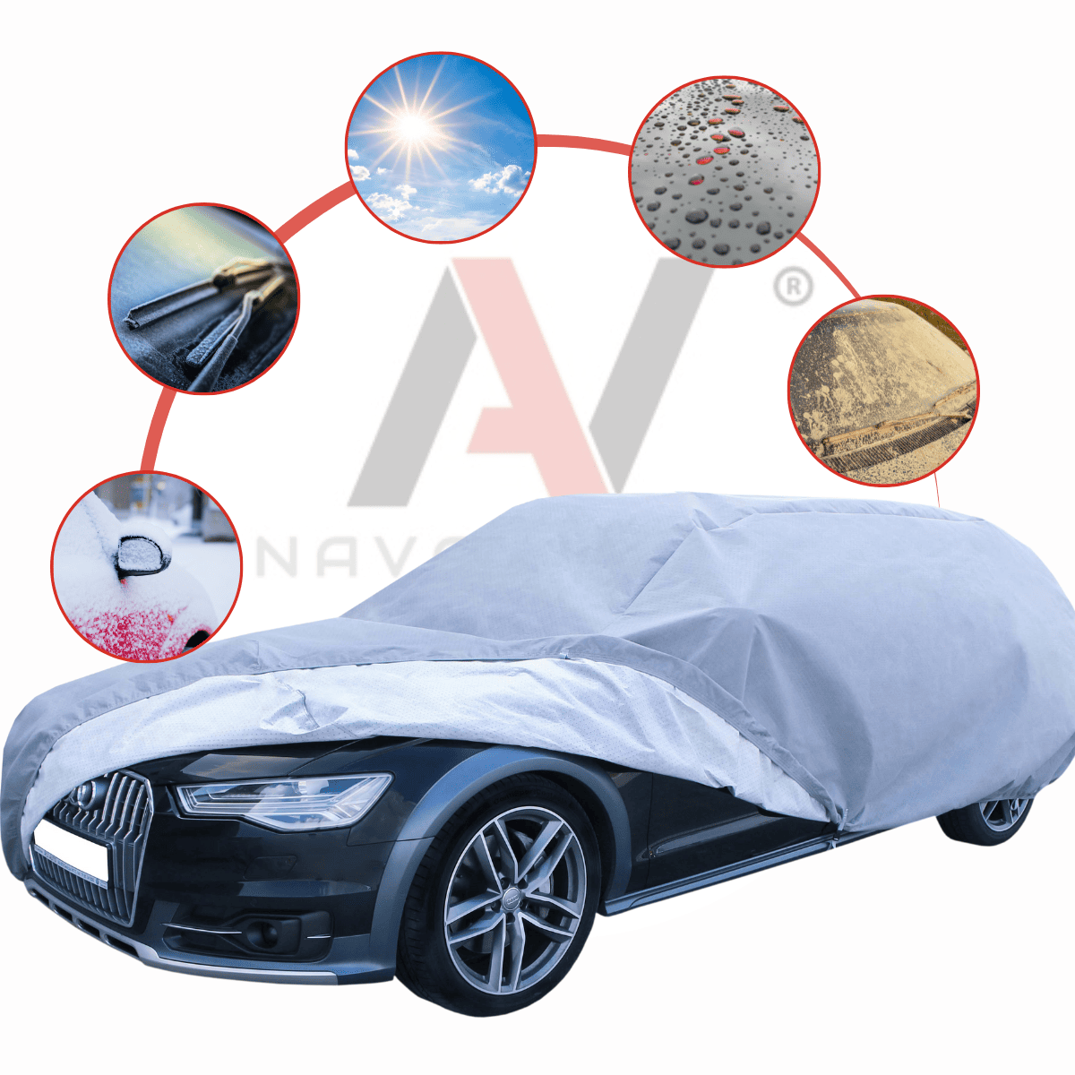 Waterproof NAVA car cover L1 Sedan four layers for cars 455-480cm long and 135-150cm high